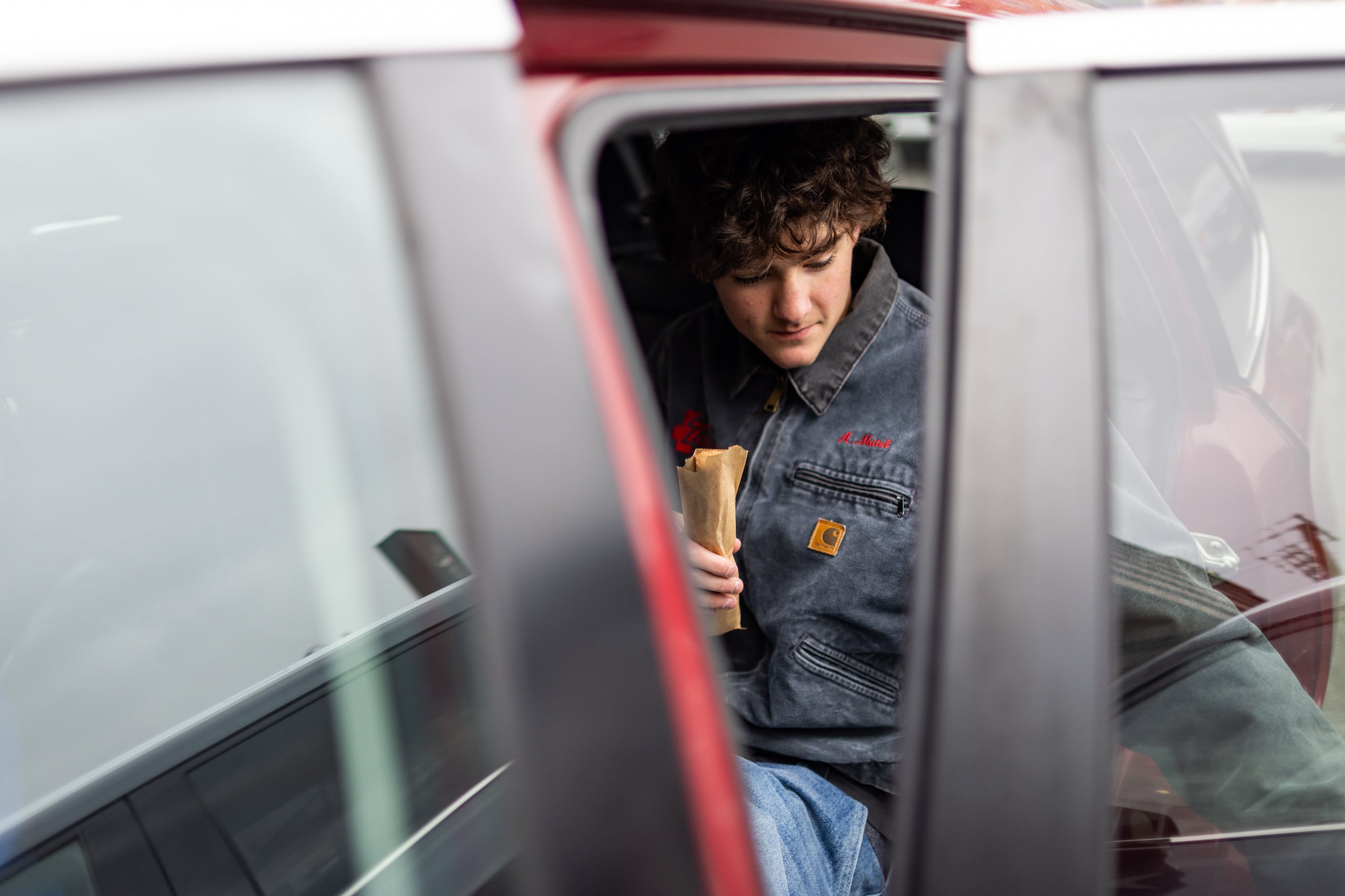 West High School student Will Livers, 16, leaves Alberto's after eating lunch at the restaurant with his brother and friends to drive back to West Senior High School in Salt Lake City on Friday.