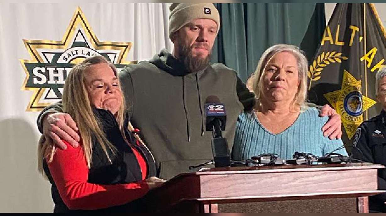 Two sisters and the son of Jason Royter — who was stabbed to death in his Magna home in 2005 — Niki Price, Andrew Royter and Stephani Perschon, express relief and gratitude Friday after an arrest was made in the nearly 20-year-old cold case.