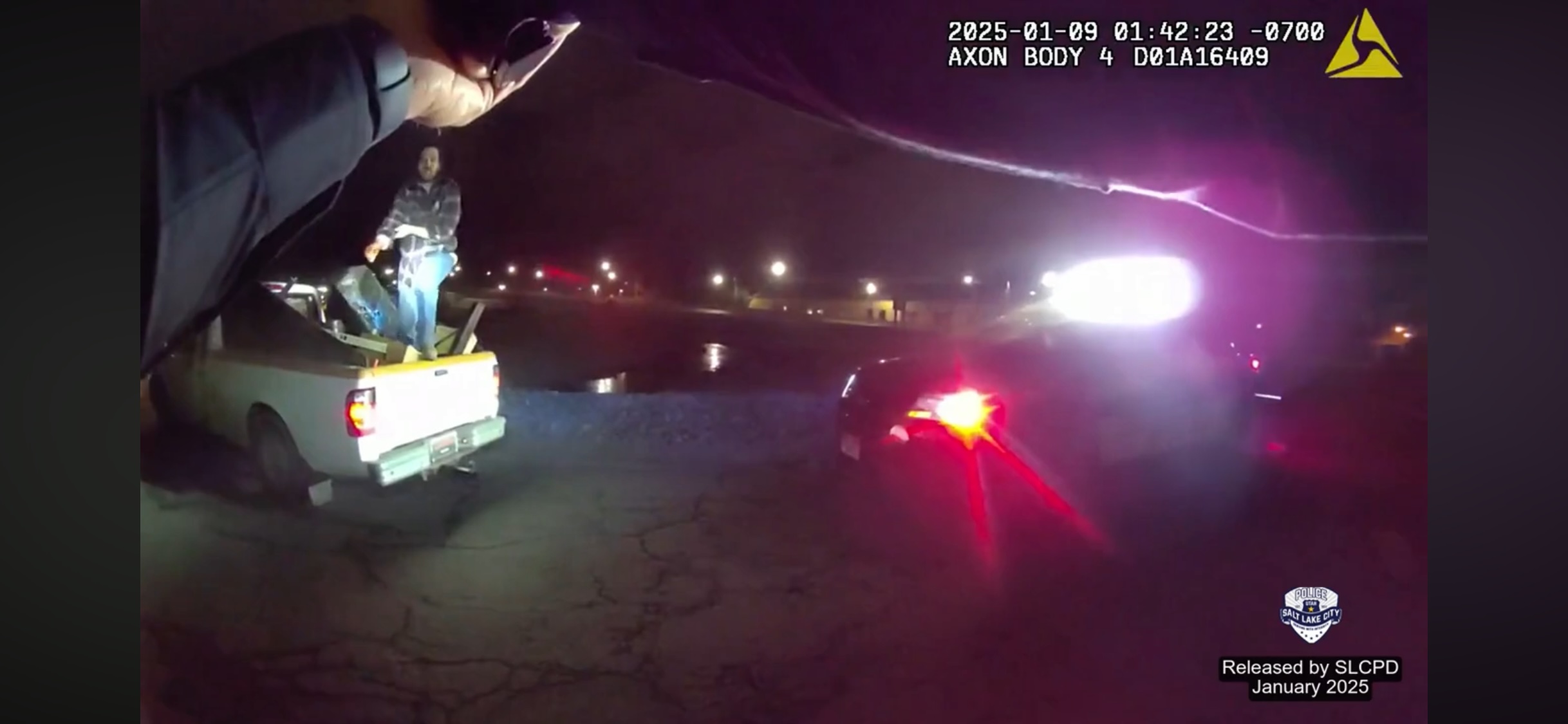 A man confronts and taunts a Salt Lake police officer in this body camera video from Jan. 9 before he is eventually shot and killed.