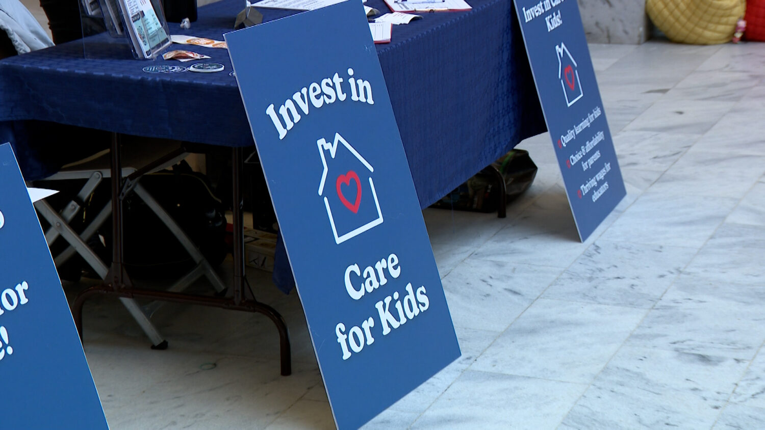 Booths with information about Utah's child care programs were set up at the state Capitol on Friday as advocates rally for more to be done.