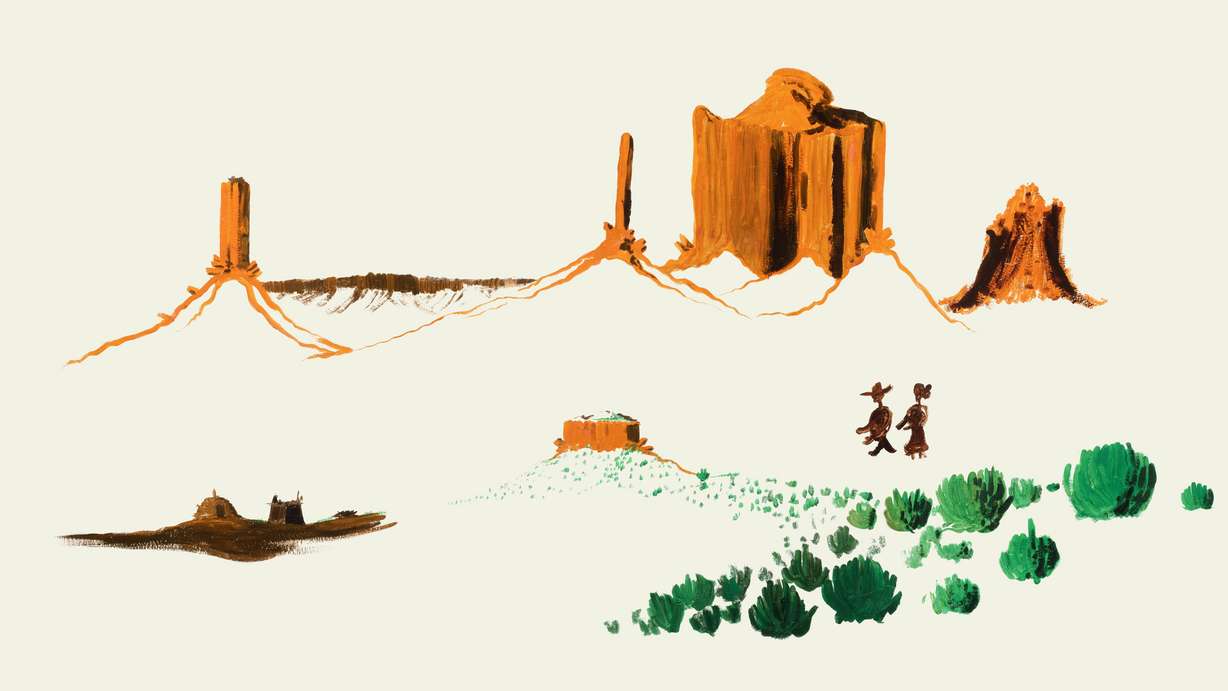 A mural by an unknown Native American artist that's part of an exhibit of murals from the old Intermountain Intertribal Indian School that went on display Friday at Utah State University.