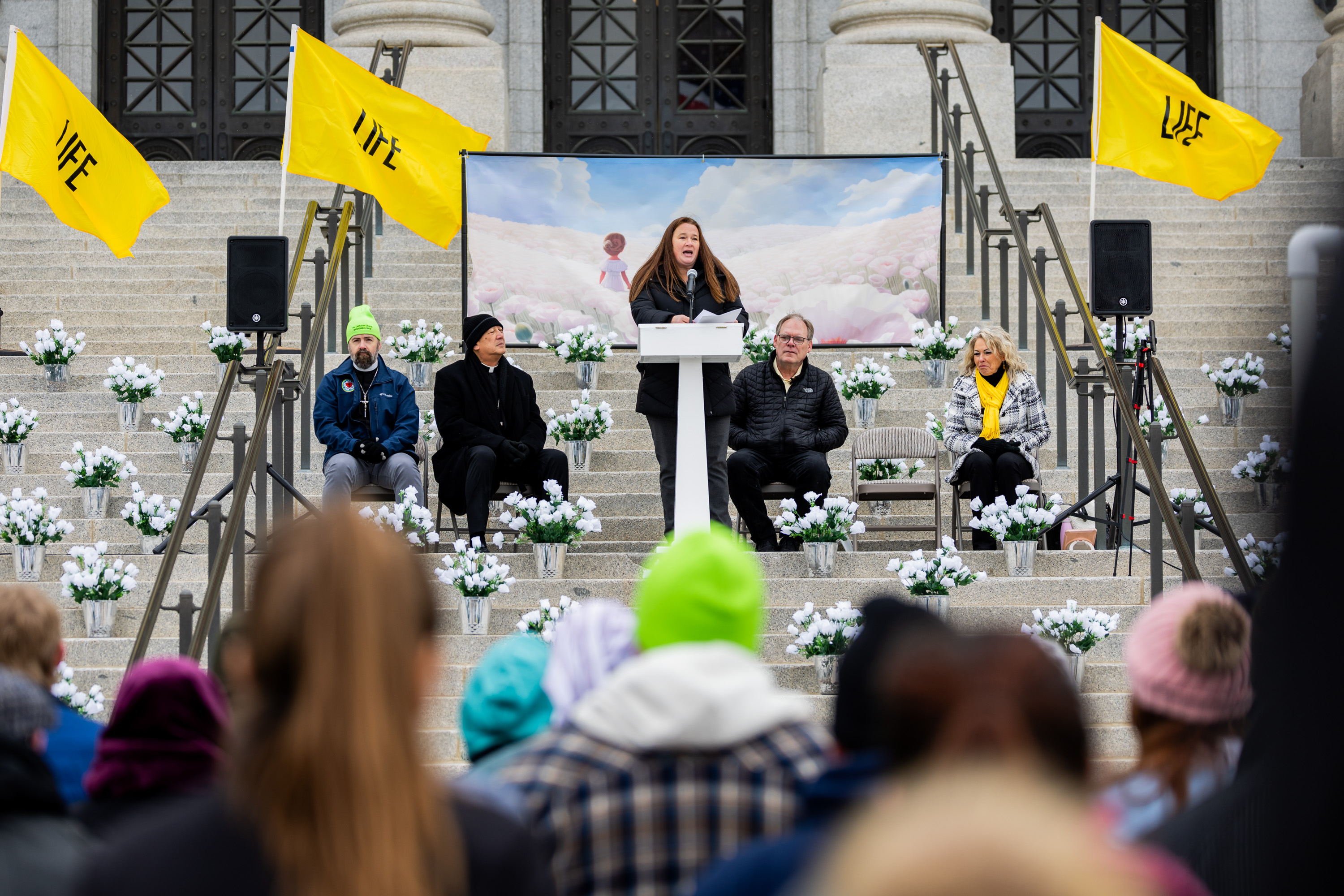 Executive director of Pro-Life Utah Deanna Holland speaks at the Utah March for Life 2025 at the Utah Capitol in Salt Lake City on Saturday.