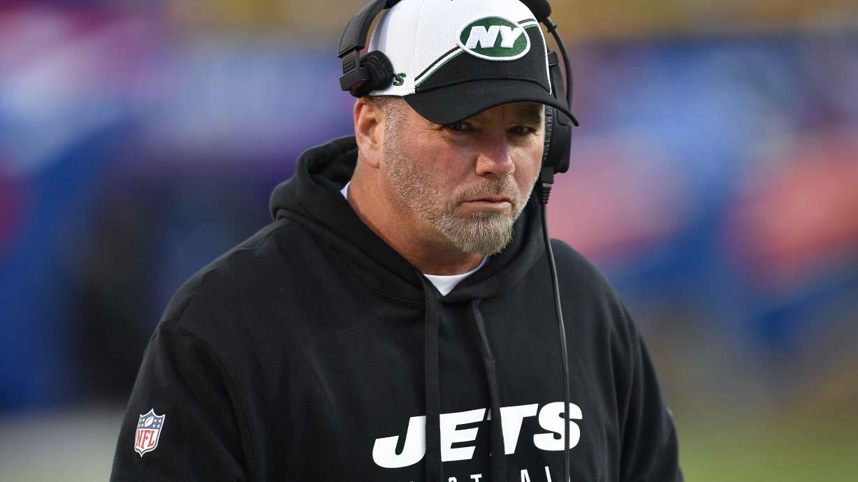 FILE - New York Jets special teams coordinator Brant Boyer watches warm ups before an NFL football game against the Buffalo Bills in Orchard Park, N.Y., Nov. 19, 2023.