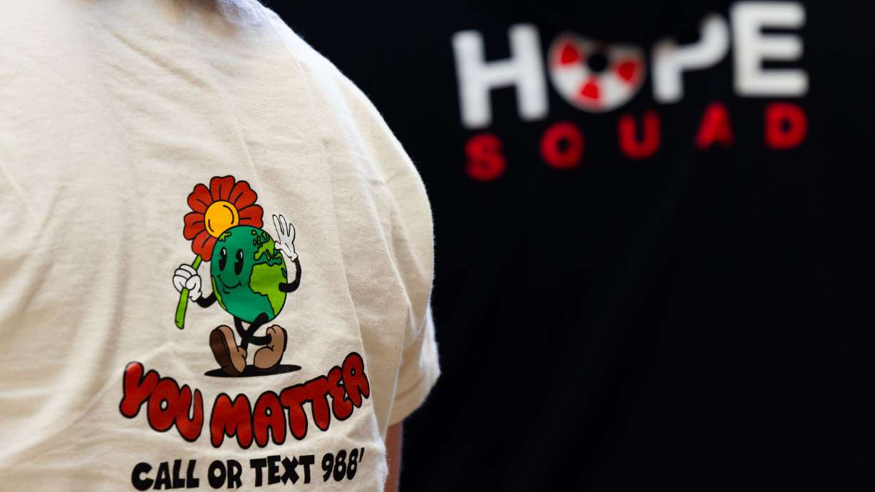 A shirt at the Hope Squad Conference at Ben Lomond High School in Ogden on Feb. 7, 2024. The group of students from different elementary, junior high and high schools came together to learn about how to prevent suicide among their peers.