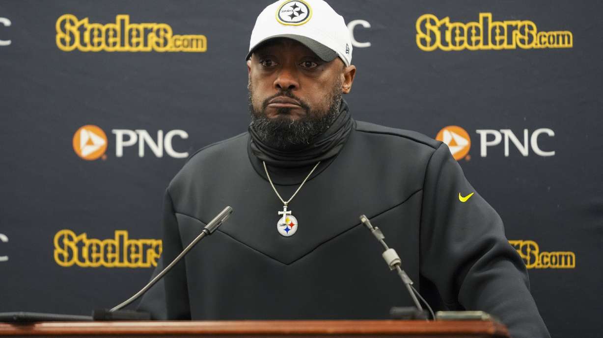 Pittsburgh Steelers head coach Mike Tomlin speaks to reporters following an NFL wild-card playoff football game against the Baltimore Ravens, Saturday, Jan. 11, 2025, in Baltimore. The Ravens won 28-14.