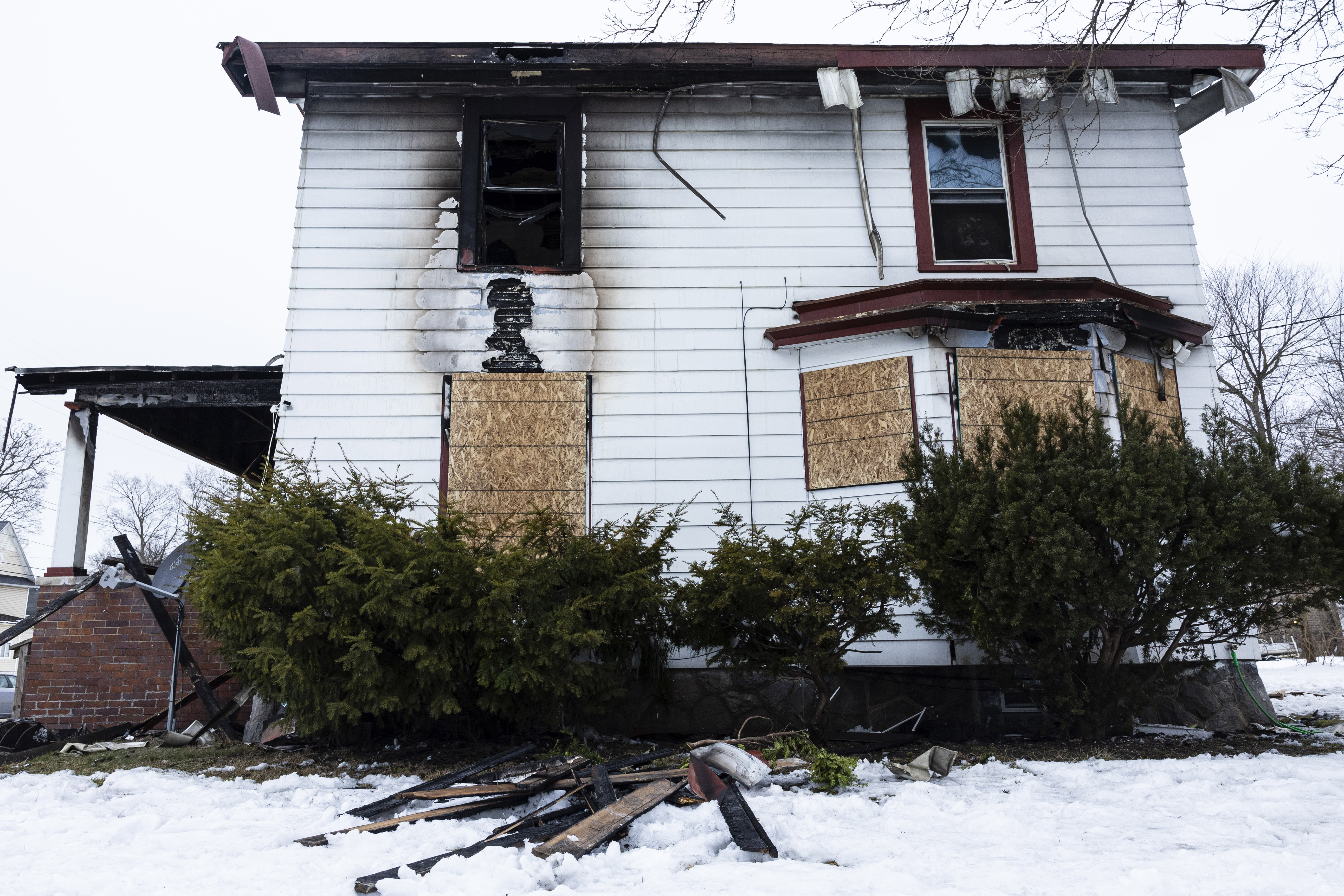 The aftermath of a house fire in Grand Rapids, Mich. on Monday.