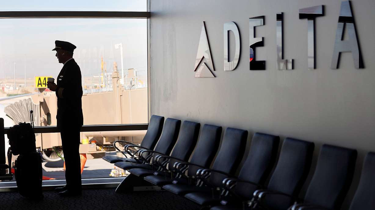 A man at Salt Lake City International Airport on Oct. 31, 2023. A former Delta pilot claims in a lawsuit that an "attempt at dark humor" snowballed into criminal charges, the loss of his license and his job but was motivated by a personal grudge.