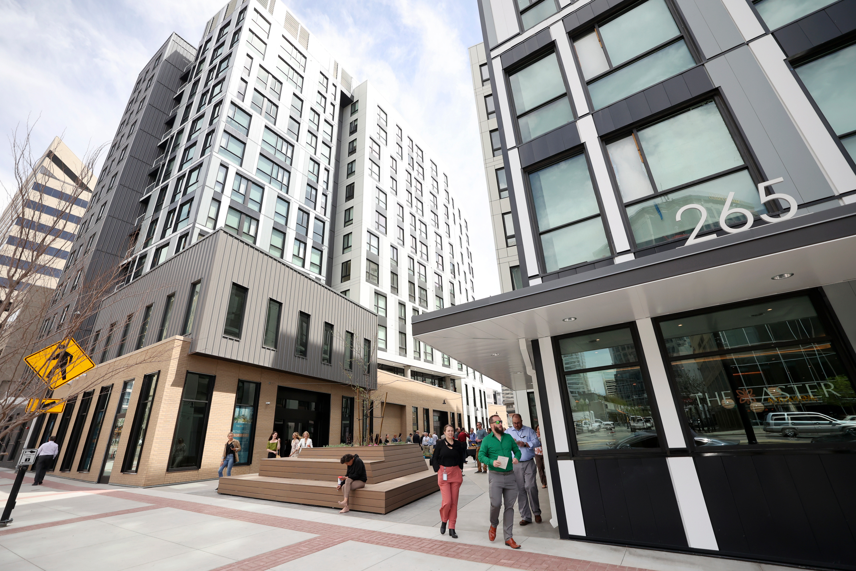 The Aster, a development that includes low-income housing and commercial and public spaces, is pictured in Salt Lake City on May 2, 2023. It's one of the affordable housing projects that received a portion of city funding included in a new dashboard released Tuesday.