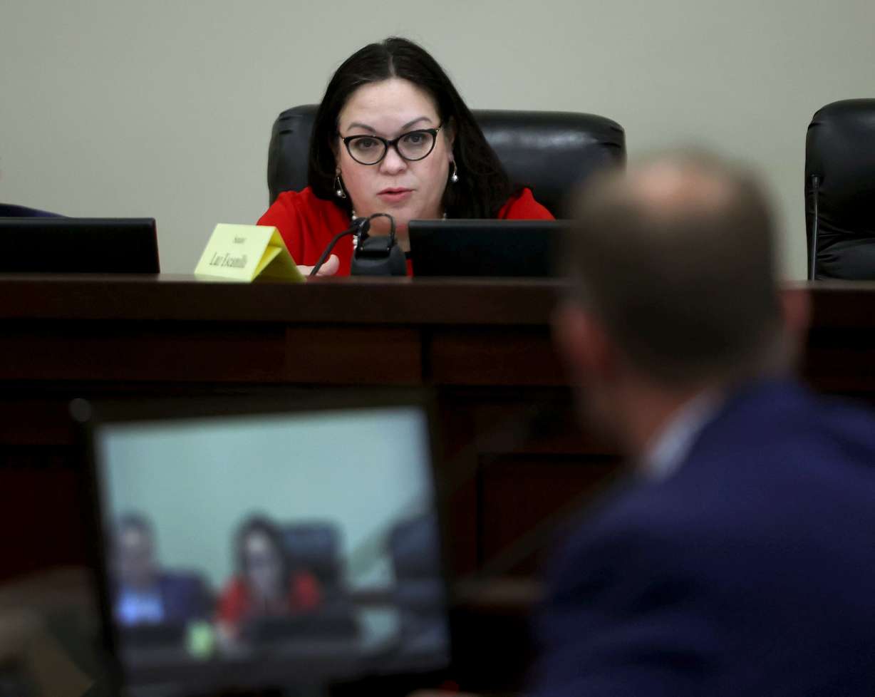 Sen. Luz Escamilla, D-Salt Lake City, speaks in opposition to HB267, a bill that would prohibit collective bargaining for public sector labor unions, during a Senate Revenue and Taxation Committee meeting at the Capitol in Salt Lake City on Wednesday.