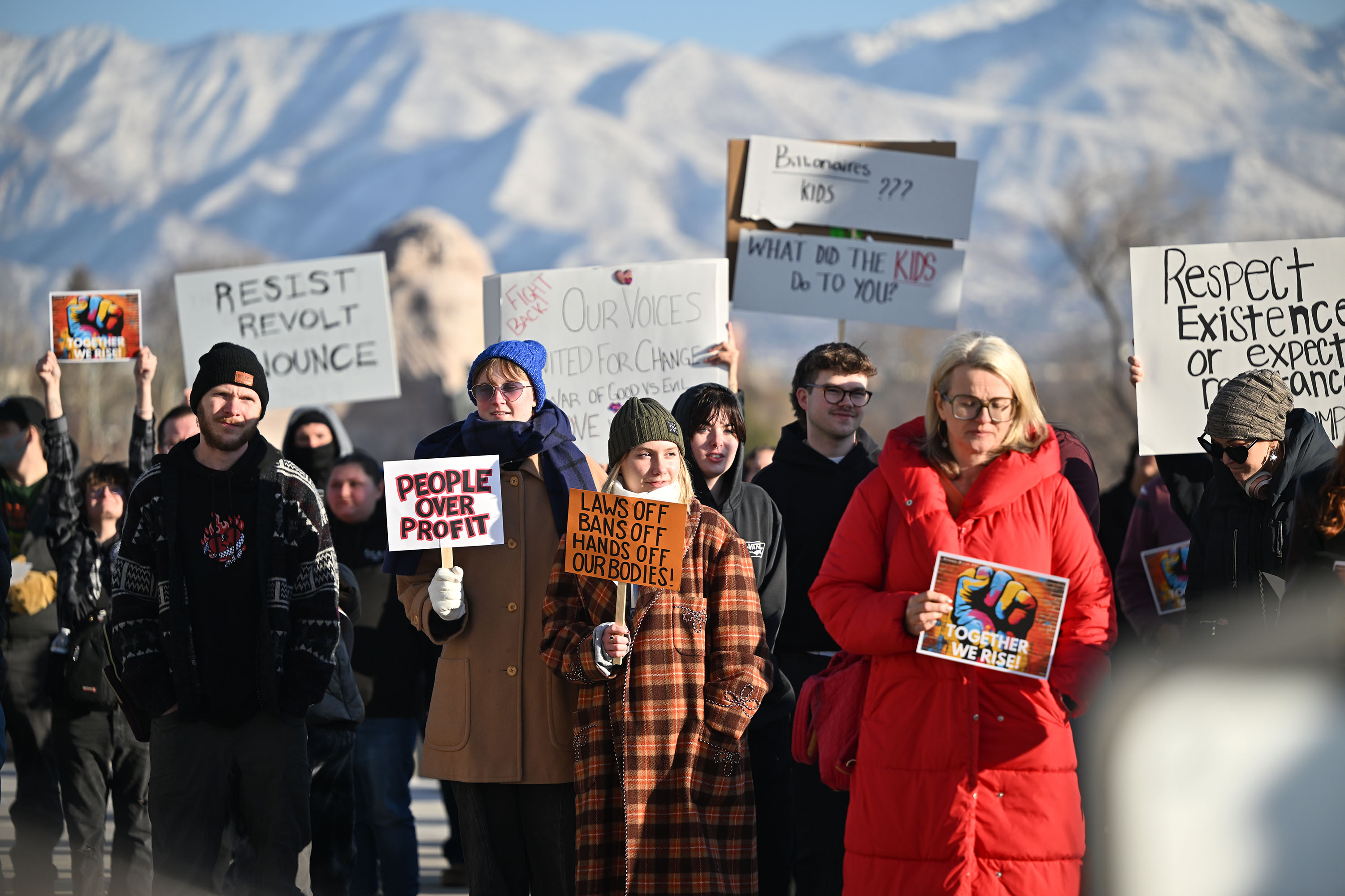 Several hundred attend a peaceful protest against fascism at the Capitol in Salt Lake City on Wednesday.