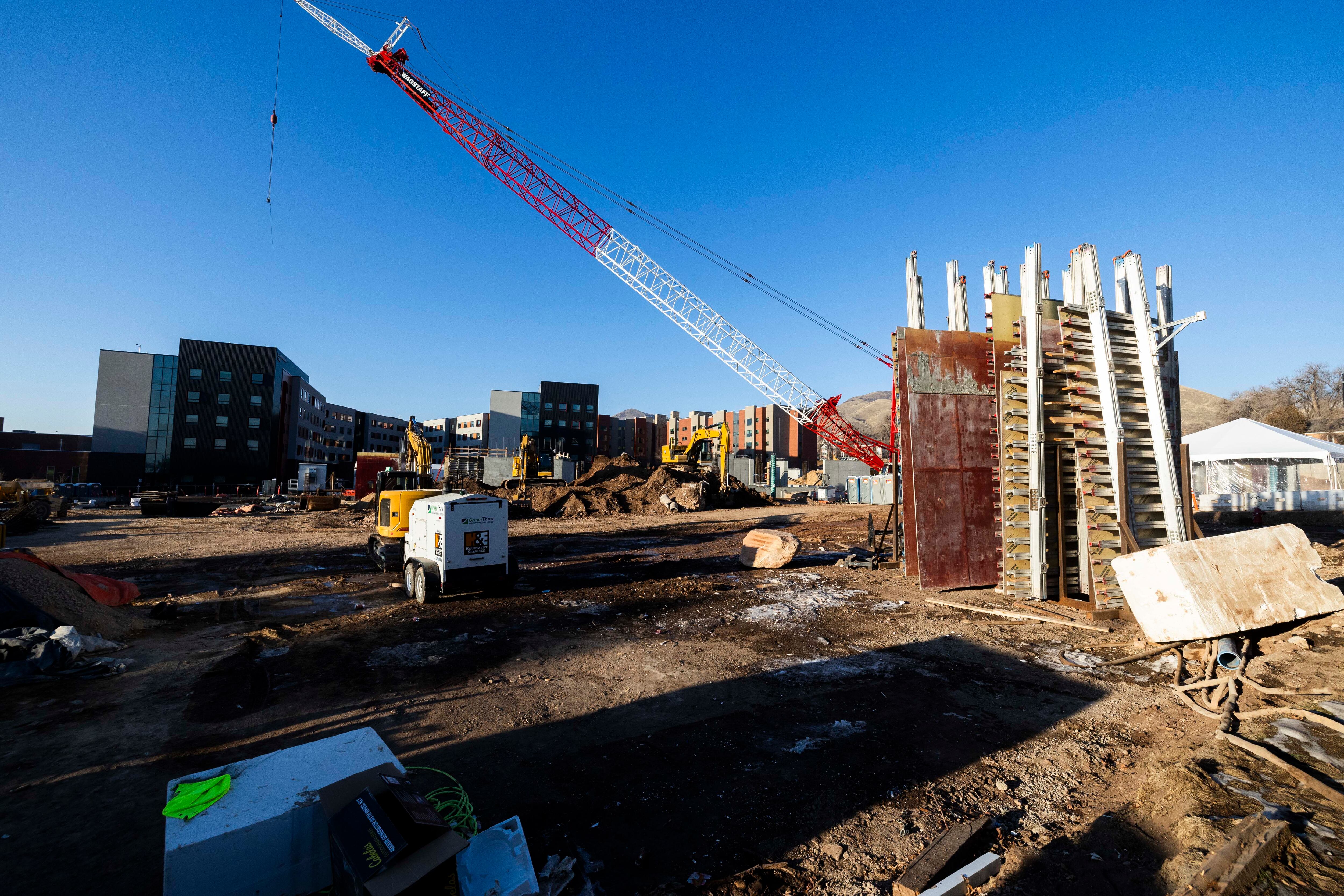 The site of a $155 million, 1,400-bed University of Utah student housing development is seen at Kahlert Village on the campus of the University of Utah in Salt Lake City on Wednesday.