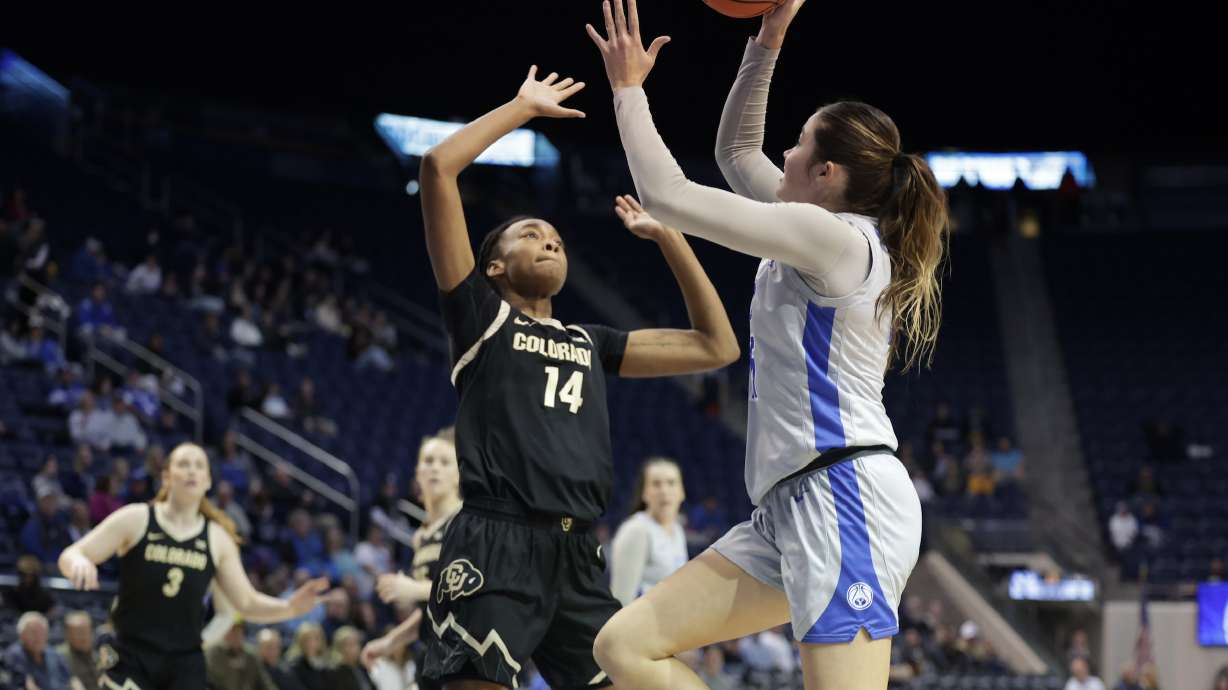 BYU's Kemery Congdon puts up a shot during a Big 12 women's basketball game against Colorado, Wednesday, Jan. 29, 2025 at the Marriott Center in Provo, Utah.