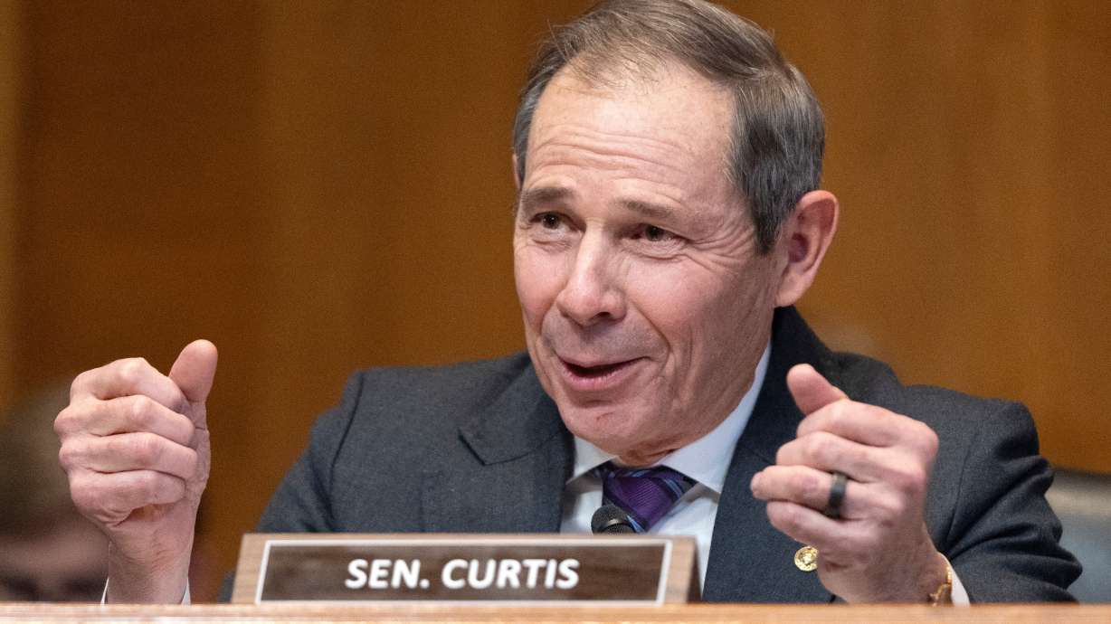 Sen. John Curtis, R-Utah, speaks during a hearing of the Senate Environment and Public Works Committee on Capitol Hill, Jan. 16, in Washington.
