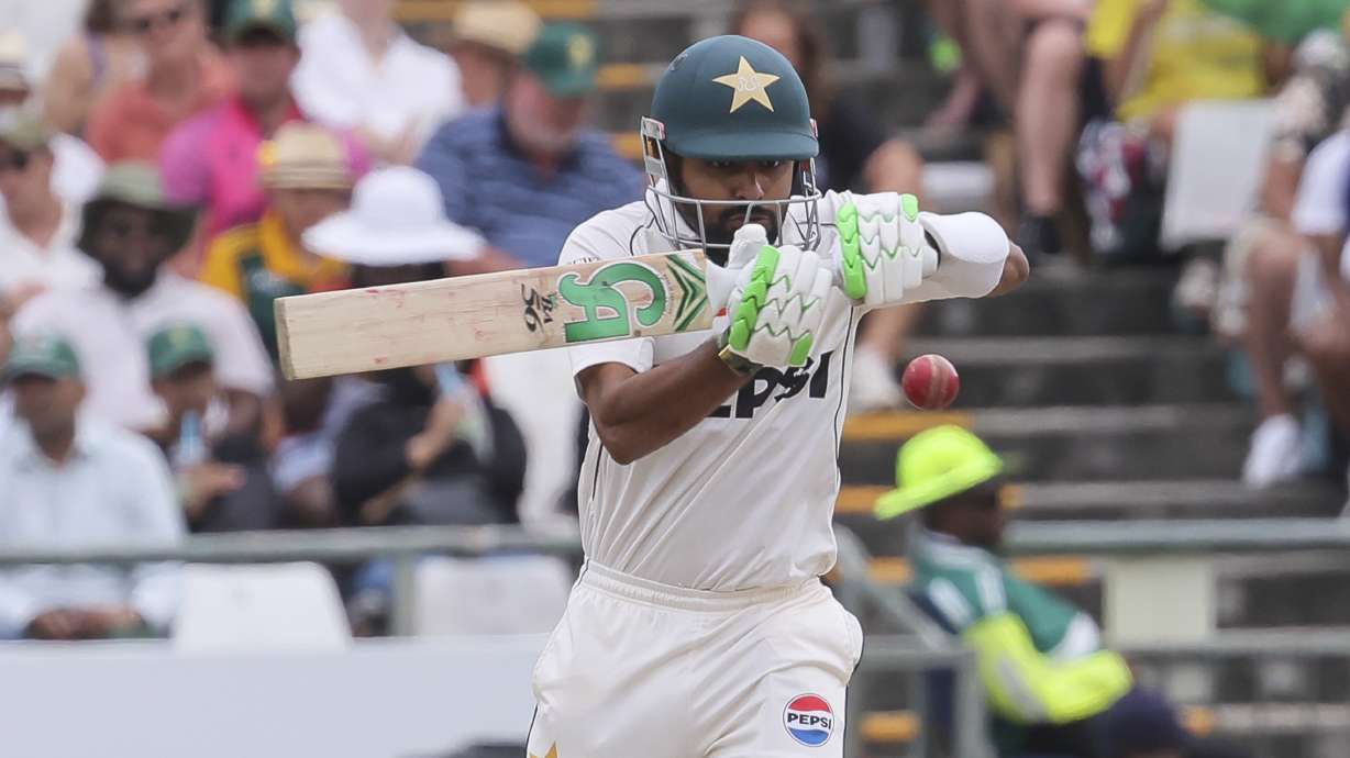 Pakistan's Babar Azam bats during the third day of the second test cricket match between South Africa and Pakistan, in Cape Town, South Africa, Sunday, Jan. 5, 2025.