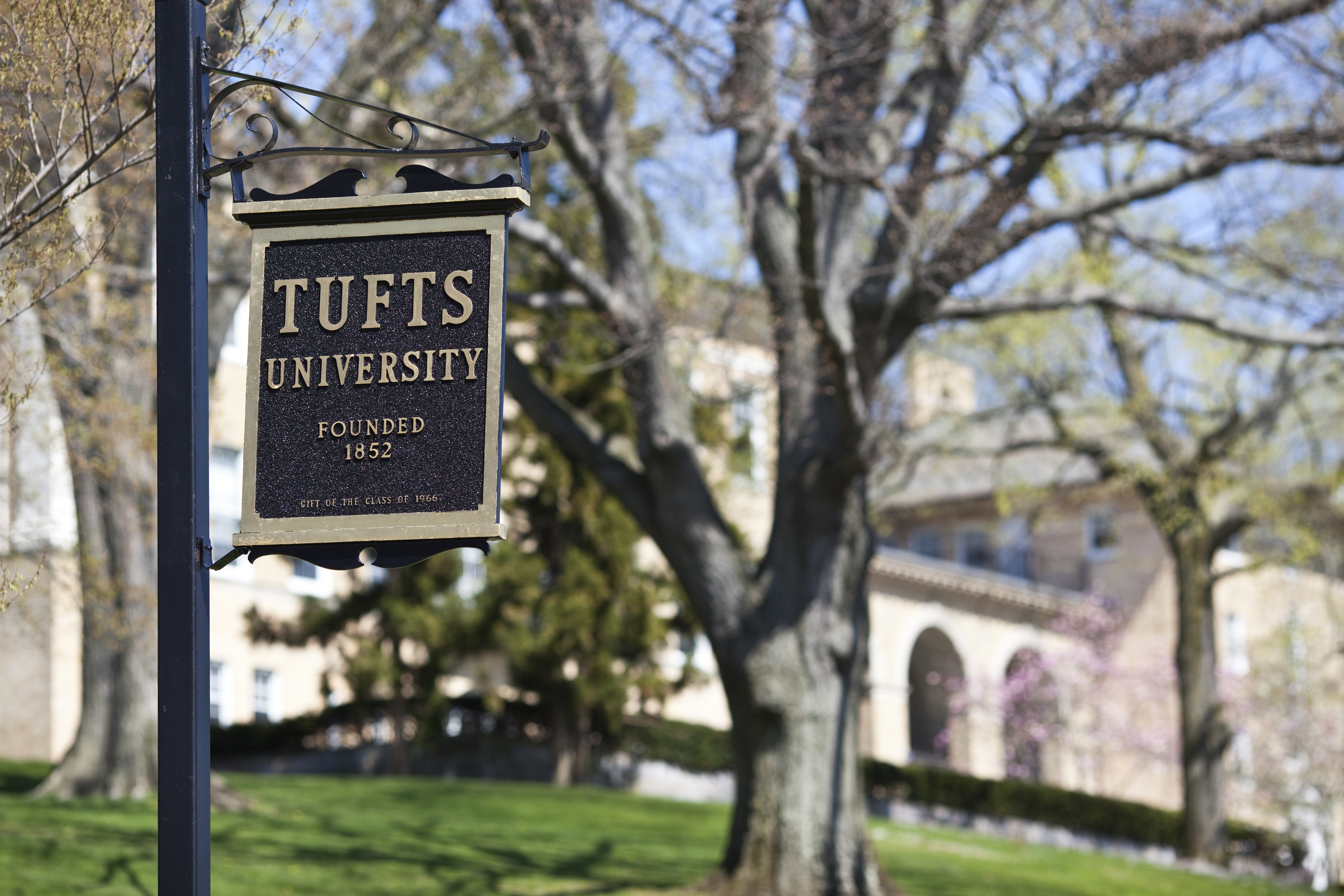 This image provided by Tufts University shows the university's campus on Friday, April 26, 2013 in Medford, Mass. 