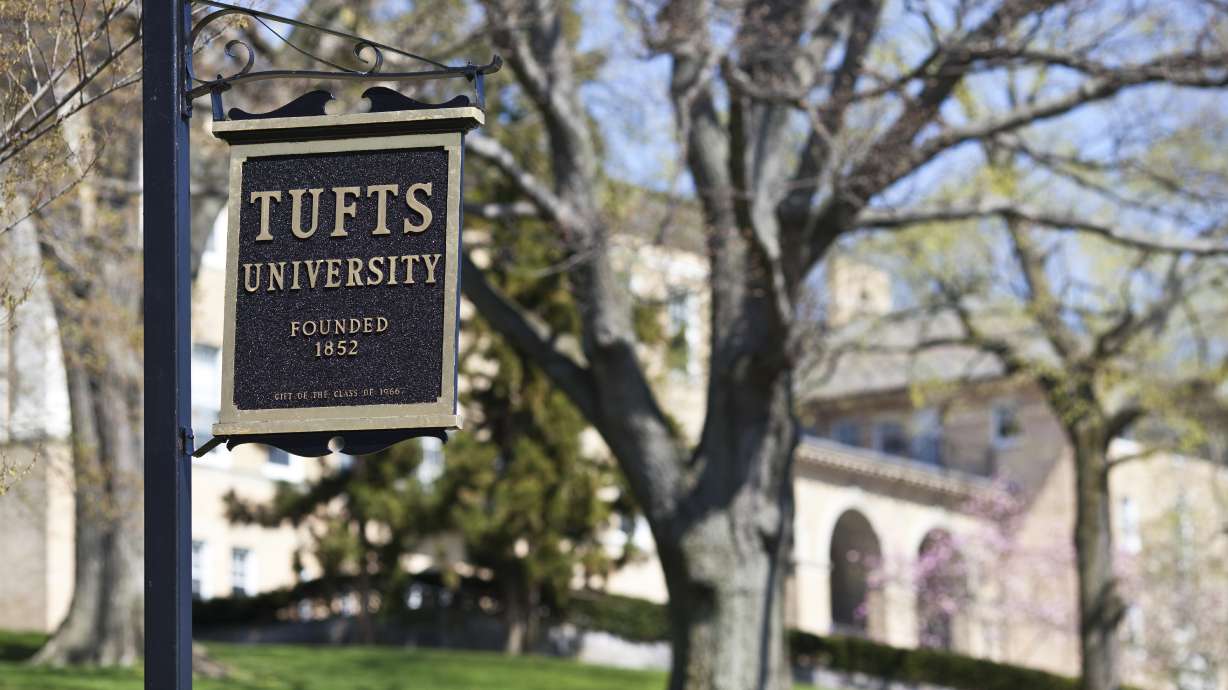 This image provided by Tufts University shows the university's campus on Friday, April 26, 2013 in Medford, Mass.