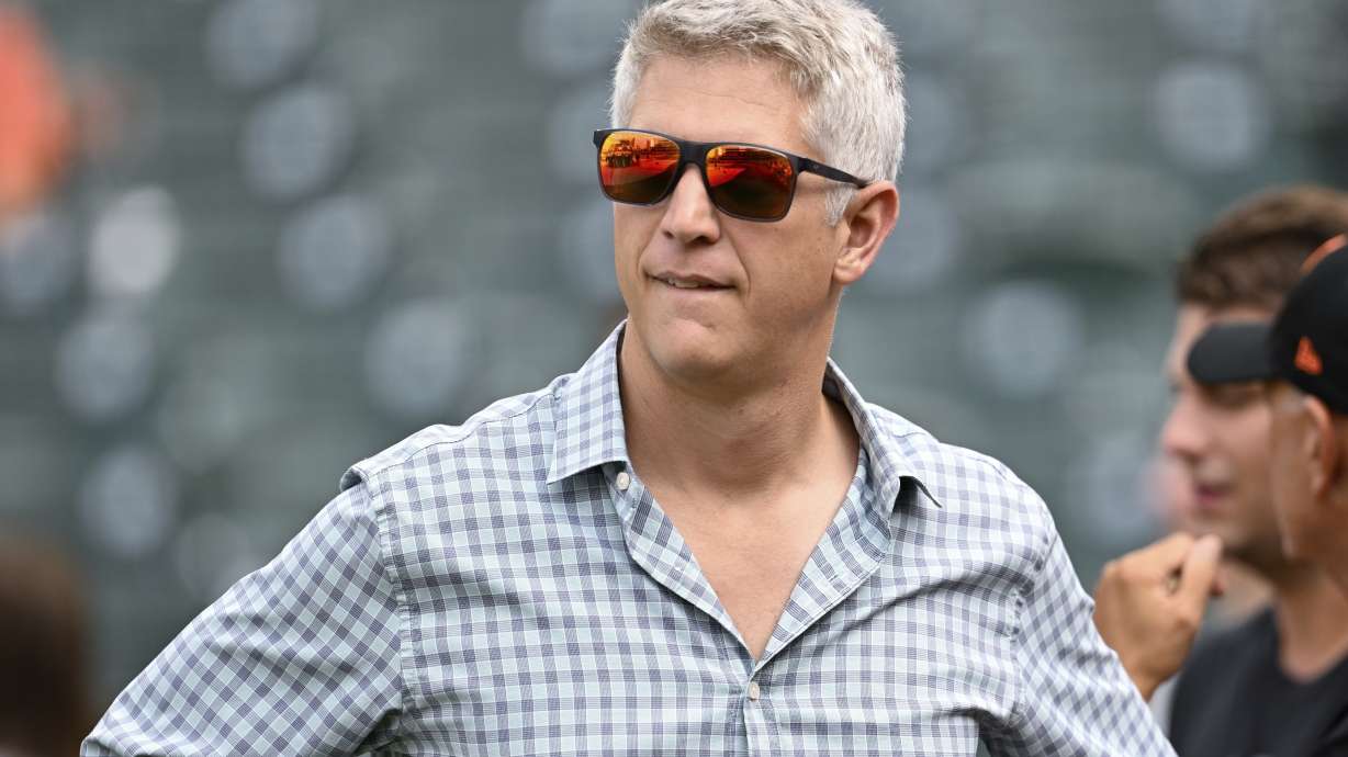 FILE - Baltimore Orioles Executive Vice President and General Manager Mike Elias is seen before a baseball game against the Texas Rangers, Saturday, June 29, 2024, in Baltimore.
