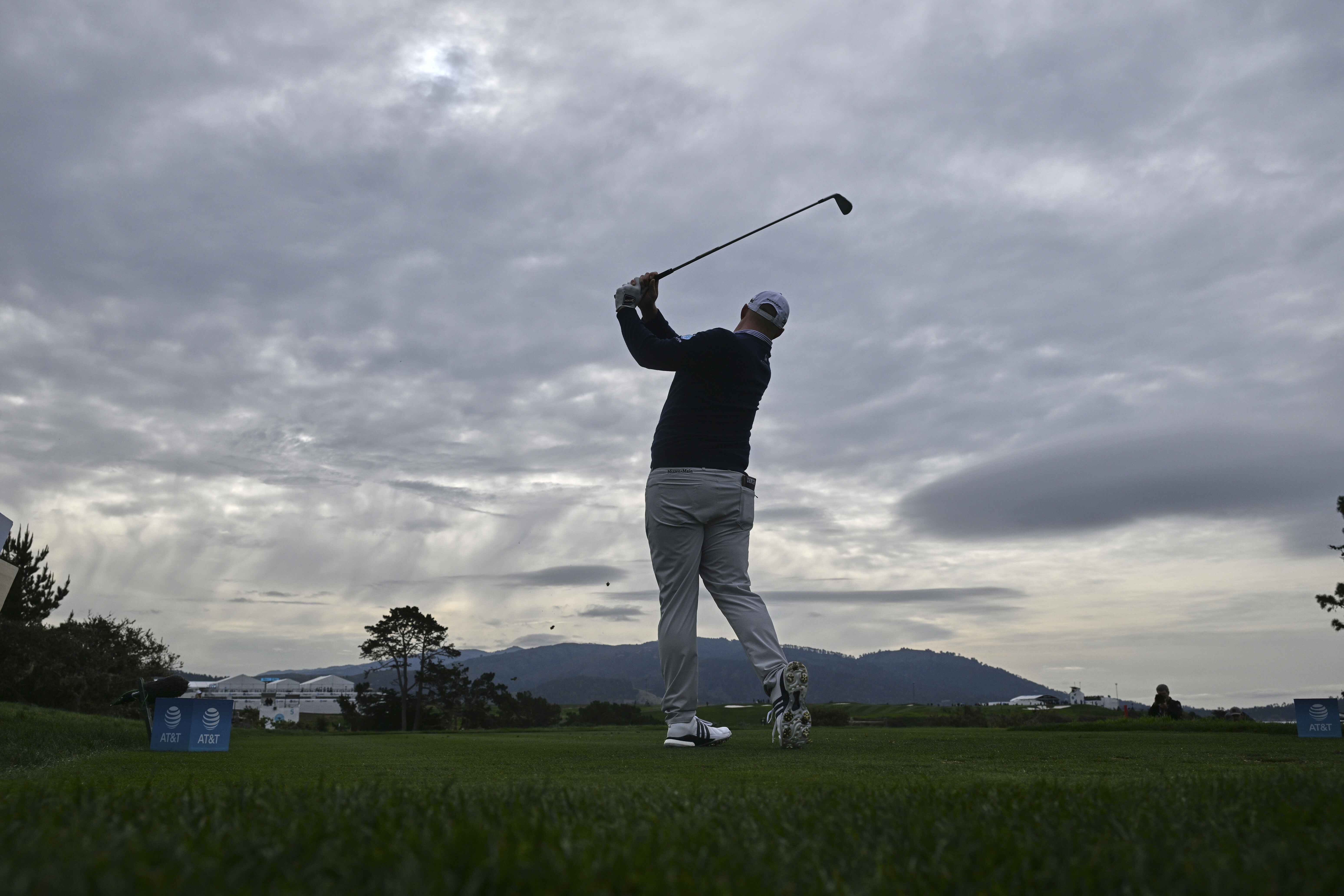 Sepp Straka, of Austria, tees off on the fifth hole at Pebble Beach Golf Links during the second round of the AT&T Pebble Beach Pro-Am golf tournament, Friday, Jan. 31, 2025, in Pebble Beach, Calif.