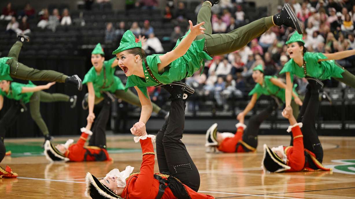 Canyon View performs in the show category of the 3A Drill Team championships at UVU’s UCCU Center in Orem on Friday January 31, 2025.