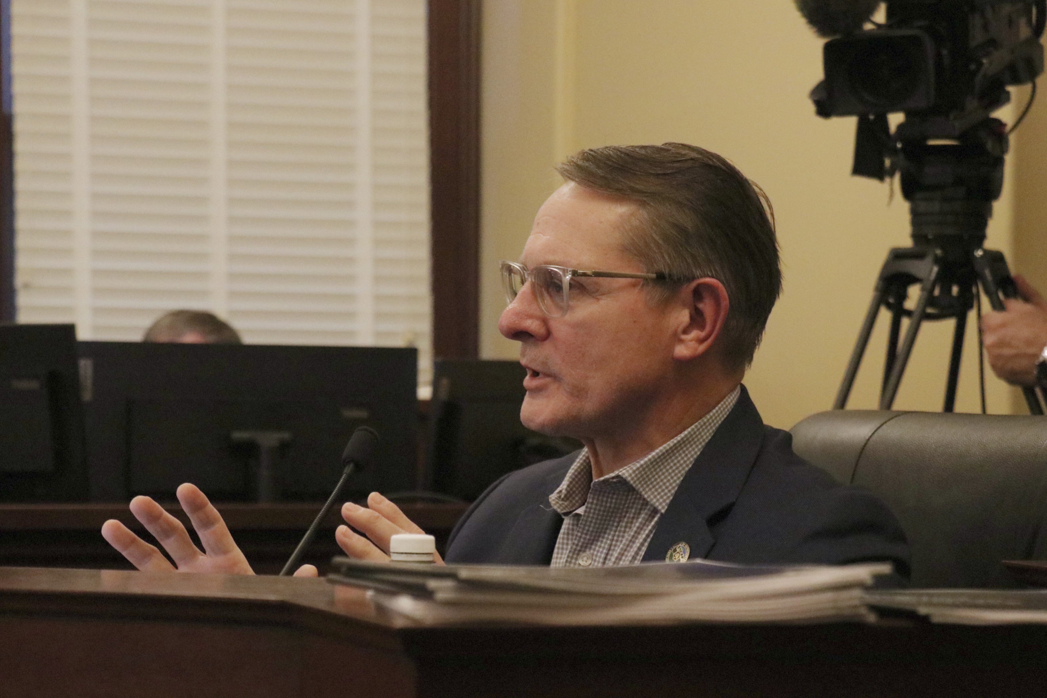 Rep. Ken Ivory asks questions during a legislative audit presentation Friday on the Attorney General's Office at the Utah State Capitol.