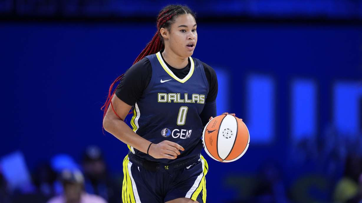 FILE - Dallas Wings forward Satou Sabally handles the ball during a WNBA basketball game against the New York Liberty, Thursday, Sept. 12, 2024, in Arlington, Texas.