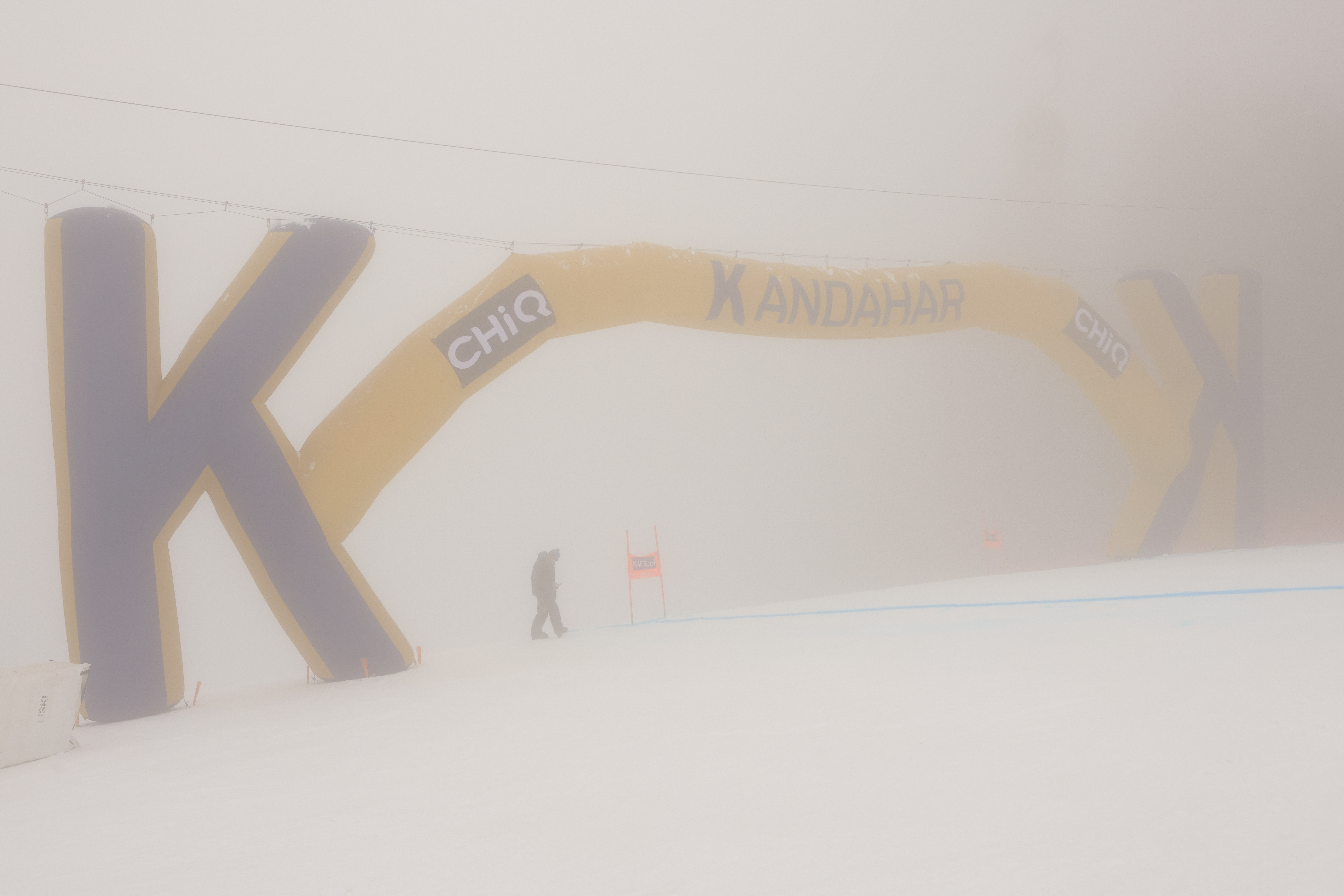 An alpine ski, men's World Cup downhill training was canceled due to heavy fog, in Garmisch-Partenkirchen, Germany, Saturday, Feb. 1, 2025. 