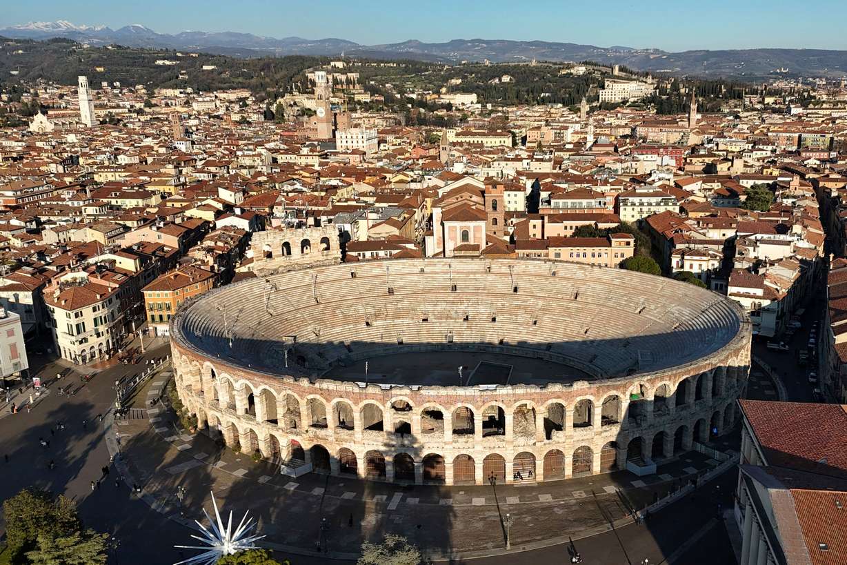 A view of the Arena of Verona where the Closing Ceremony of the Milan Cortina 2026 Winter Olympics will take place, in Verona, northern Italy, pictured on Jan. 17.