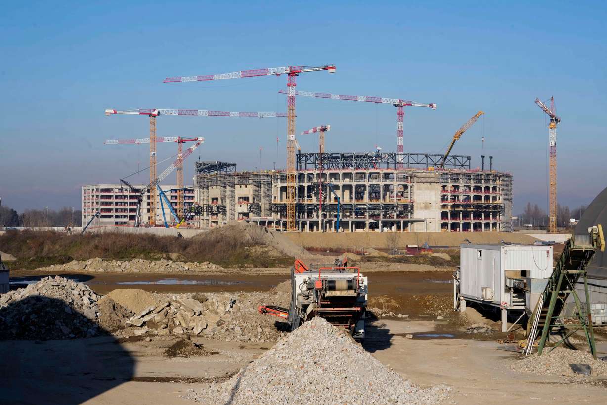 The Milano Santagiulia Ice Hockey Arena for the Milan Cortina 2026 Winter Olympics is under construction, in Assago, near Milan, Italy, Jan. 15.