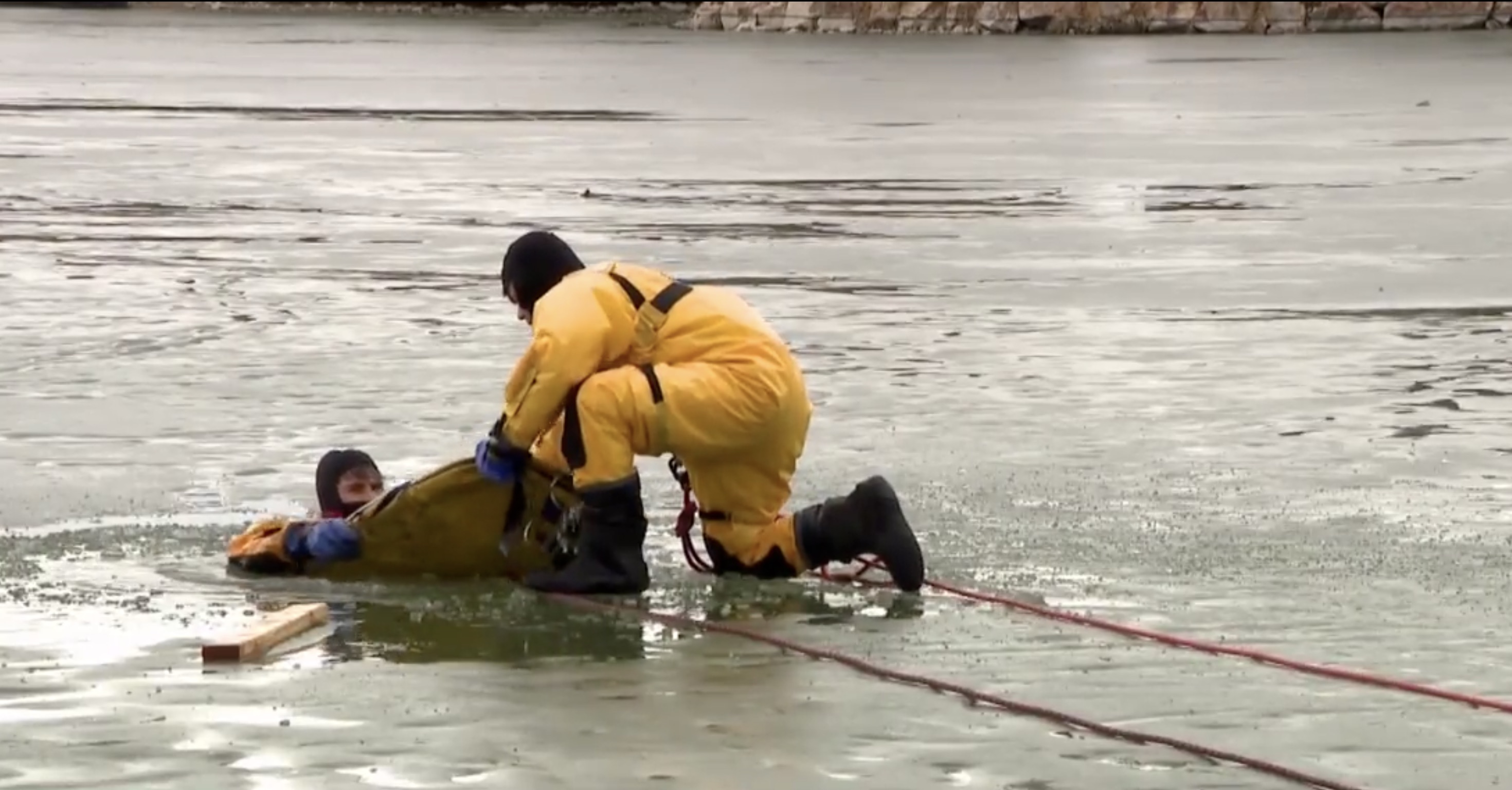 Firefighters urge caution around thinning ice after Stansbury Lake rescue