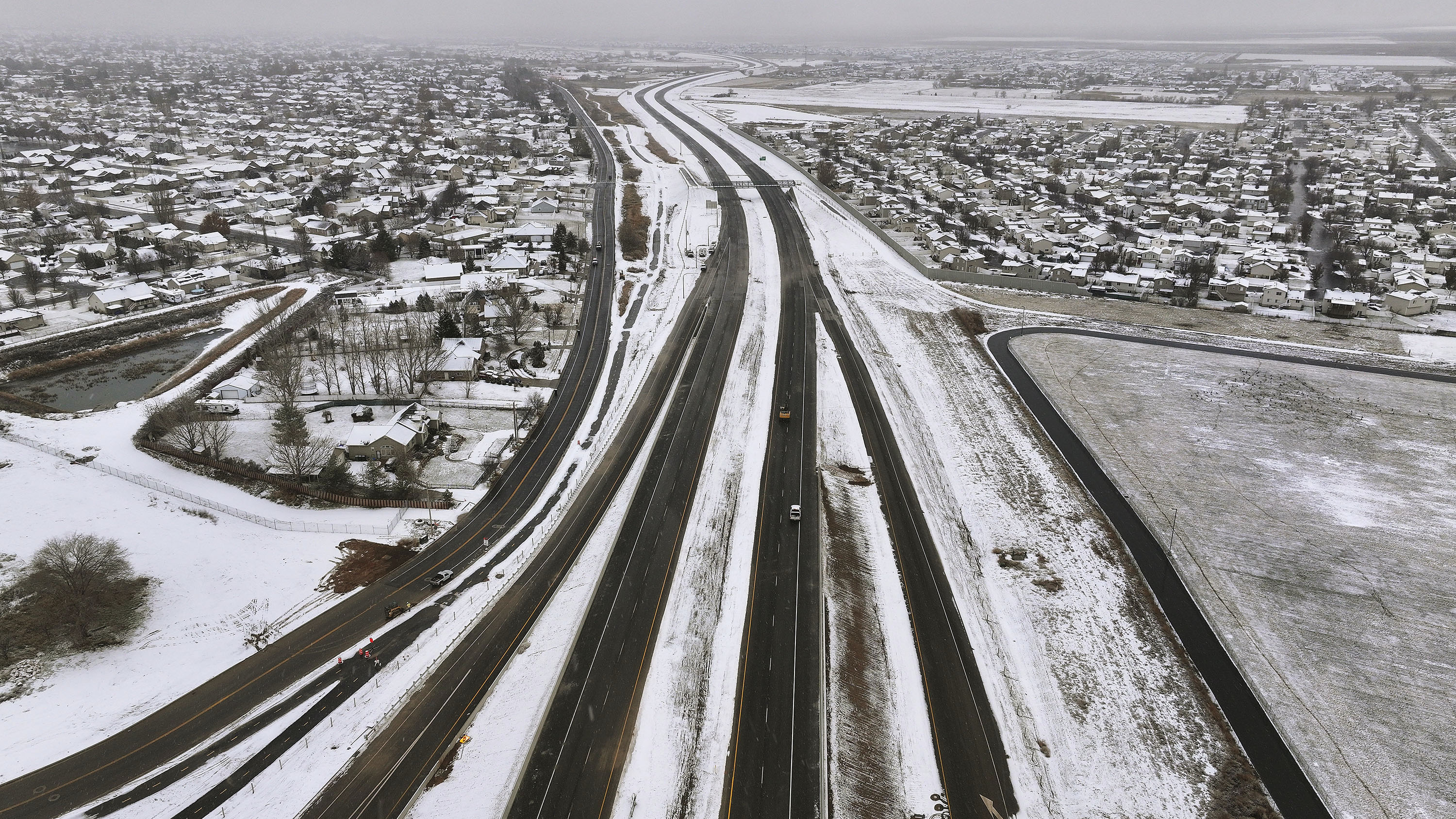 The new West Davis Highway in Davis County on Jan. 5, 2024. The new 16-mile, four-lane divided highway runs from I-15 near Glovers Lane in Farmington to West Point.