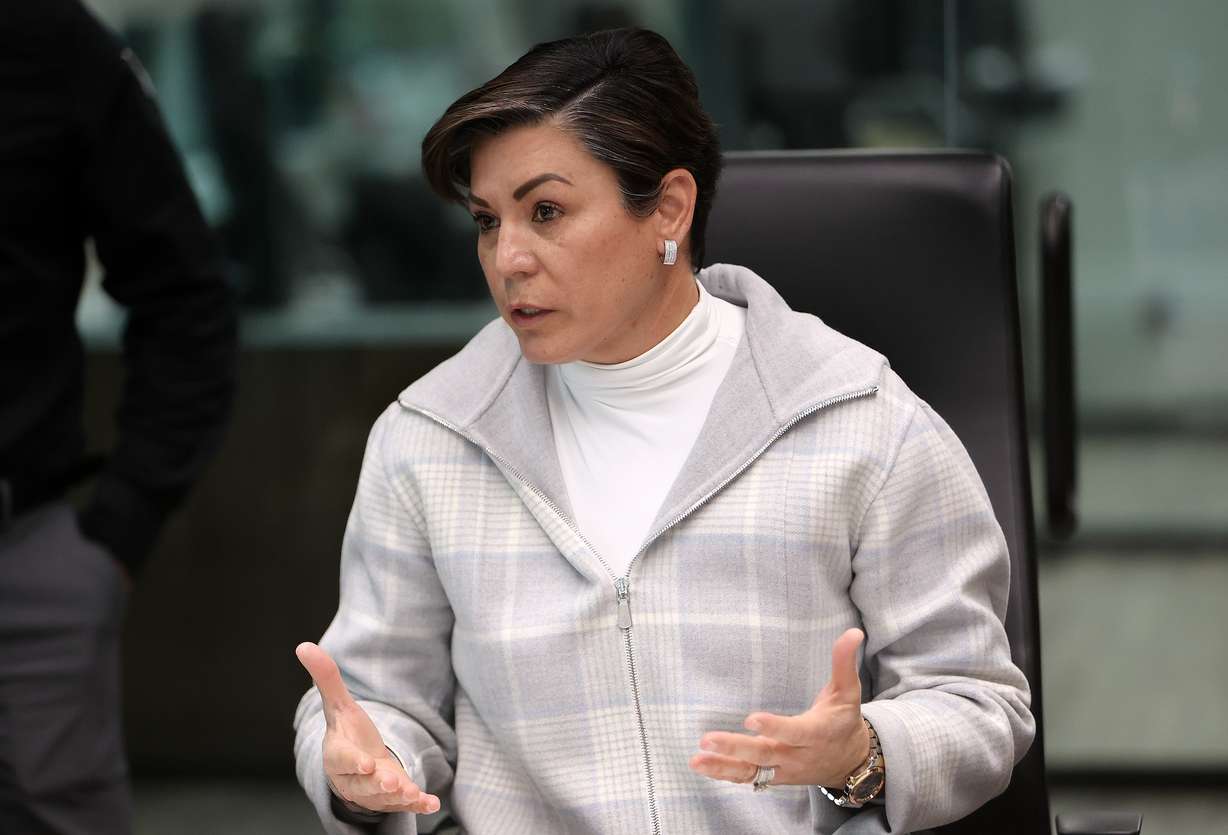 Eli Madrigal, the Rancho Market president and CEO, talks at a press conference about A Day Without Immigrants at company headquarters in Salt Lake City on Monday. National immigrant advocates called on immigrants to refrain from work, shopping and school for A Day Without Immigrants.