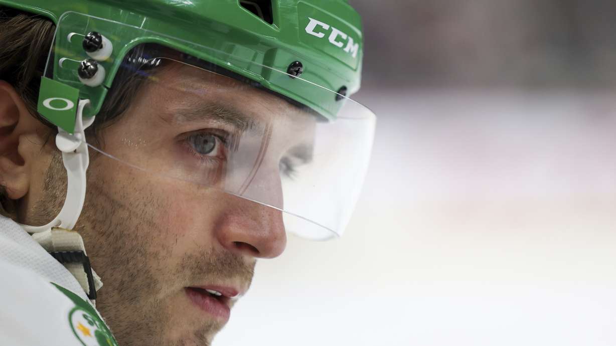 FILE - Minnesota Wild right wing Ryan Hartman (38) looks up the ice during the third period of an NHL hockey game against the Calgary Flames, Jan. 25, 2025, in St. Paul, Minn.