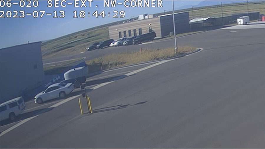 Security footage from the Department of Corrections on July 13, 2023, shows when K-9 Loki was discovered in a vehicle, not the kennels inside the building.