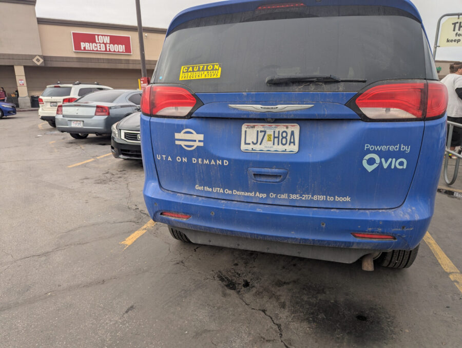 Why do some of UTA's 'On Demand' vans have out-of-state plates?