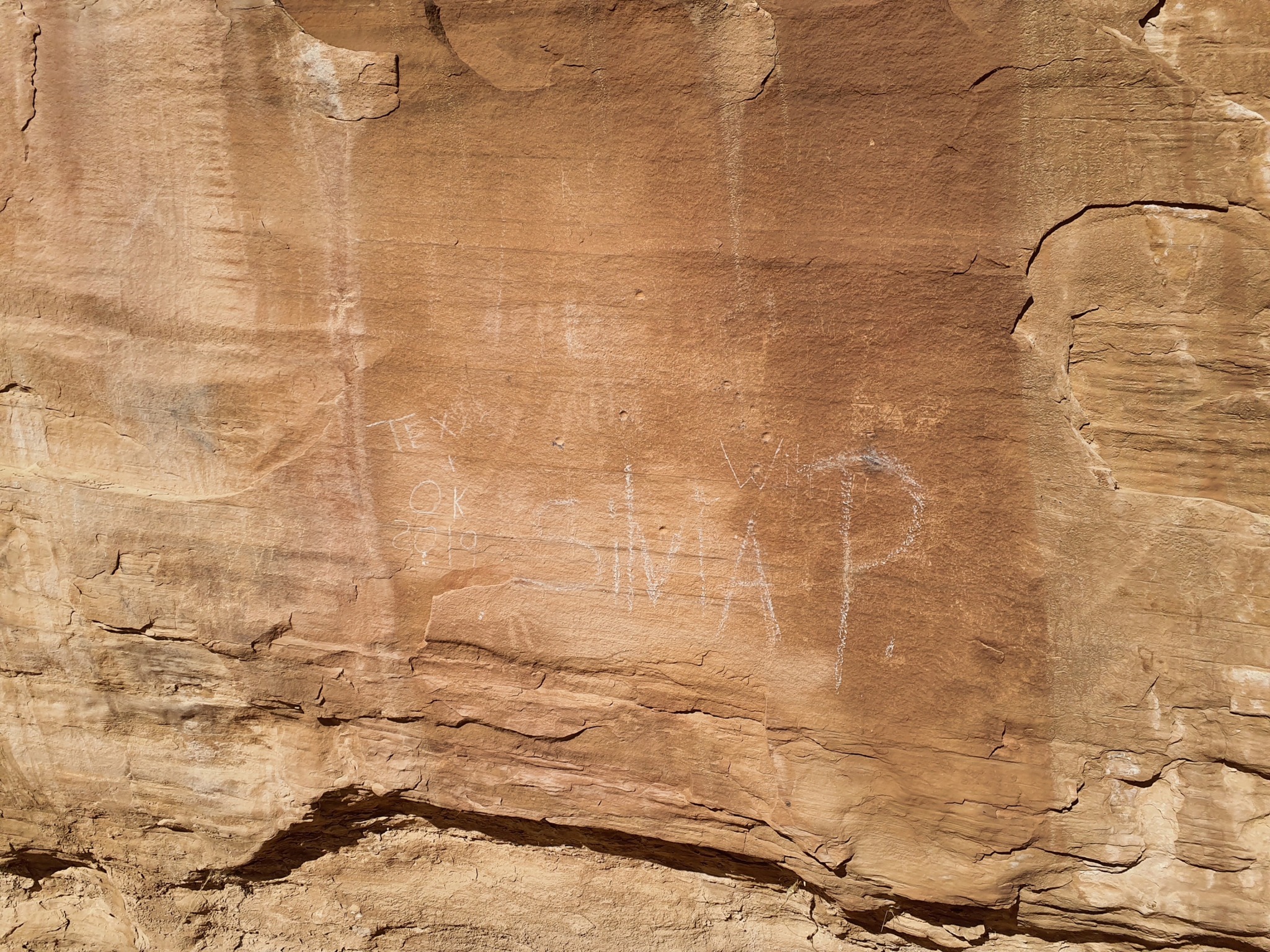 An image of the vandalized petroglyphs at the Buckhorn Draw Pictograph Panel within the the San Rafael Swell. Bureau of Land Management officials said the damage was discovered on Jan. 17.