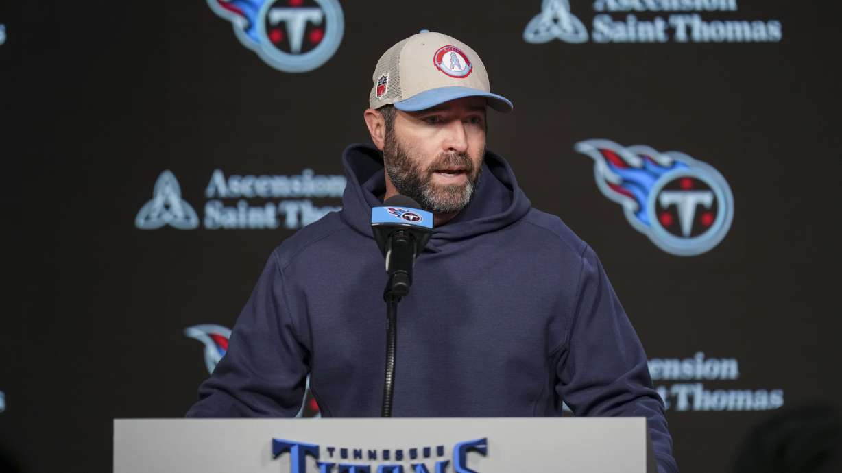 Tennessee Titans head coach Brian Callahan speaks during a news conference at the NFL football team's training facility Monday, Jan. 6, 2025, in Nashville, Tenn.