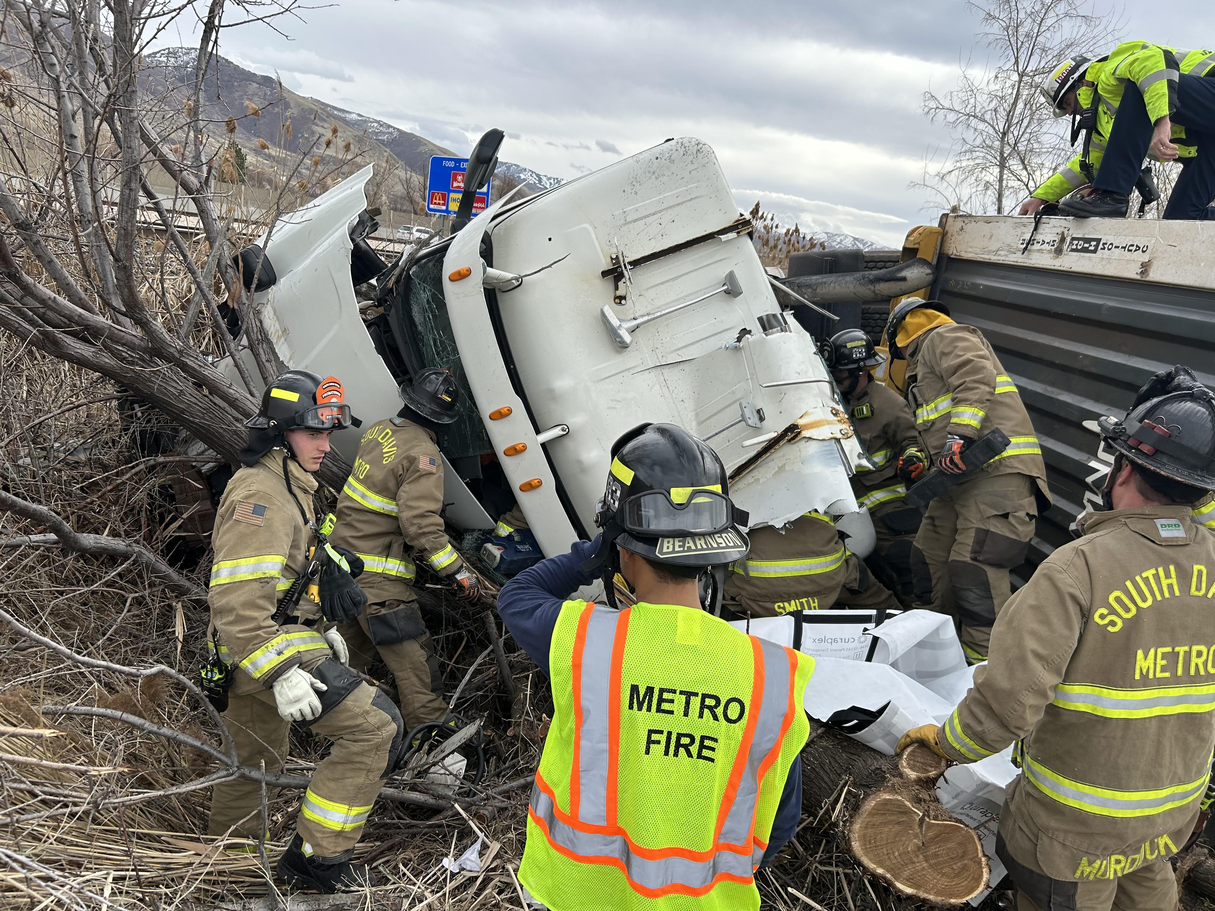 Man hospitalized after being pinned in truck for several hours in Legacy Parkway crash