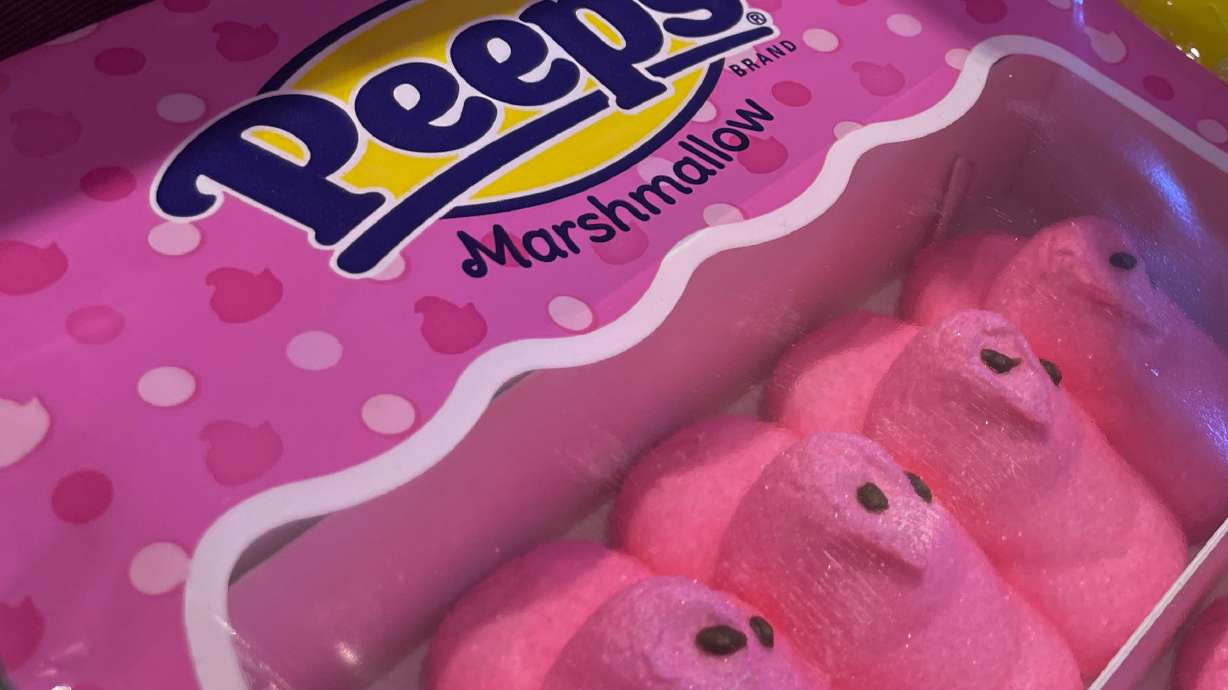Marshmallow Peeps candy, which had contained the dye Red No. 3, is on display at a store in Lafayette, Calif., March 24, 2023. The company removed Red 3 from the product in 2024.