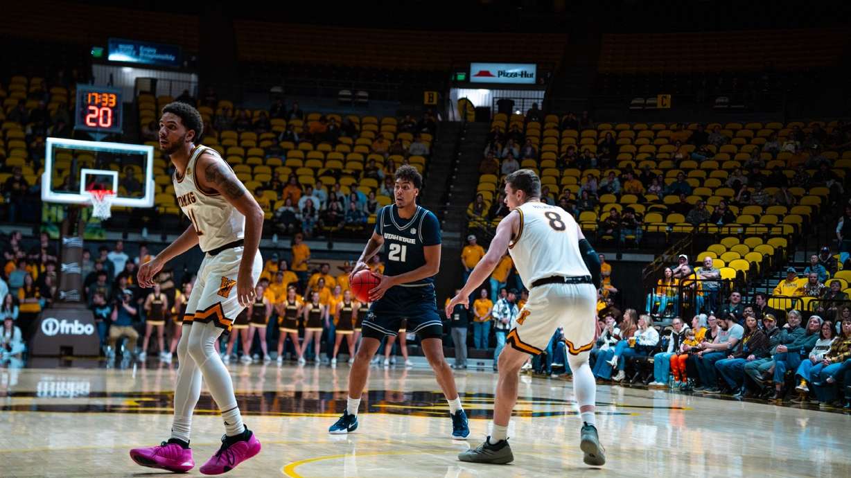 Utah State traveled to Wyoming in a conference matchup in Laramie, Wyoming, on Feb. 4, 2025.