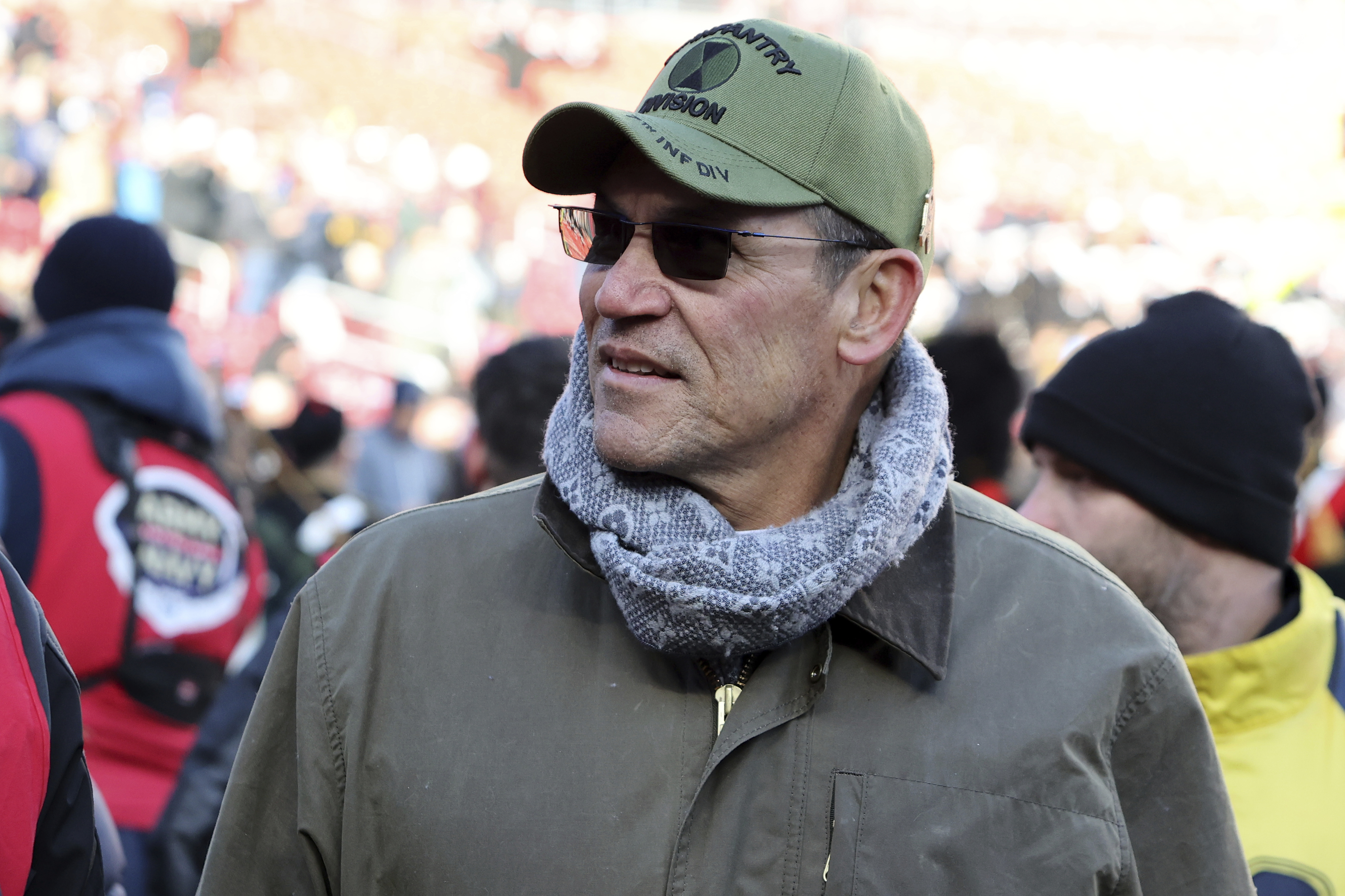 FILE - Former Washington Commanders head coach Ron Rivera looks on before an before an NCAA college football game between the Army and Navy, in Landover, Md., Dec. 14, 2024. (AP Photo/Daniel Kucin Jr., File