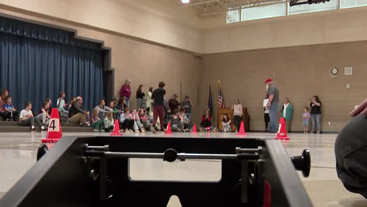 Participants in the STARBASE Hill program raced their CO2 dragsters Wednesday at West Point Elementary School in Salt Lake City. It was the final project of the program.