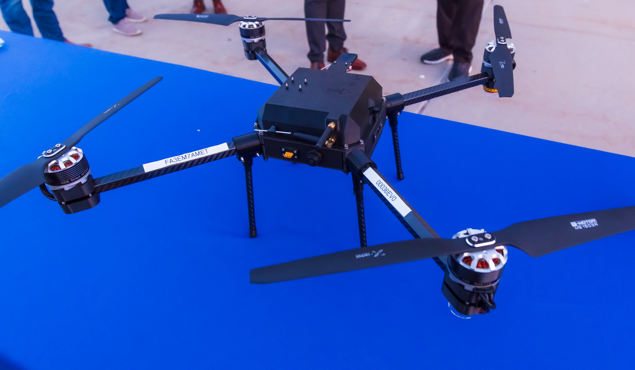 A drone used for cloud seeding is displayed outside the state Capitol in Salt Lake City on Thursday. Utah Division of Water Resources officials say they started testing drones for cloud seeding for the first time last week.