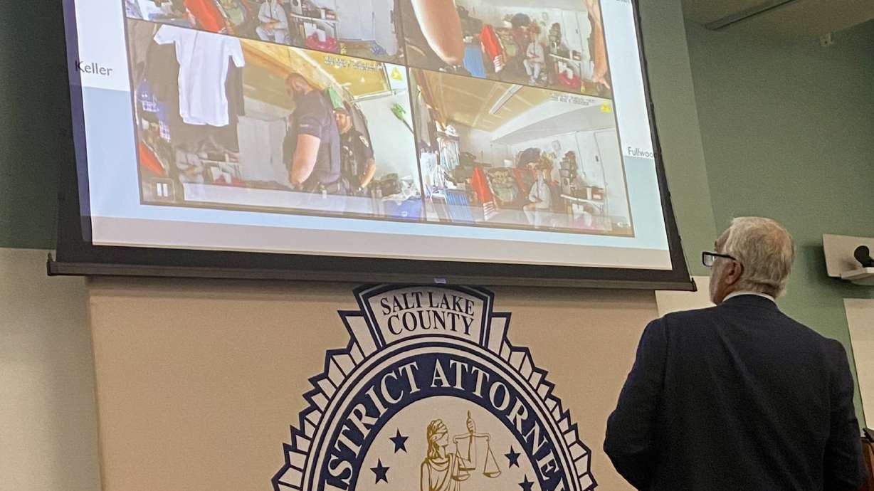 Salt Lake County District Attorney Sim Gill on Friday explains body camera videos from Taylorsville police involved in the shooting death of a man on March 17, 2024, during a domestic violence investigation.