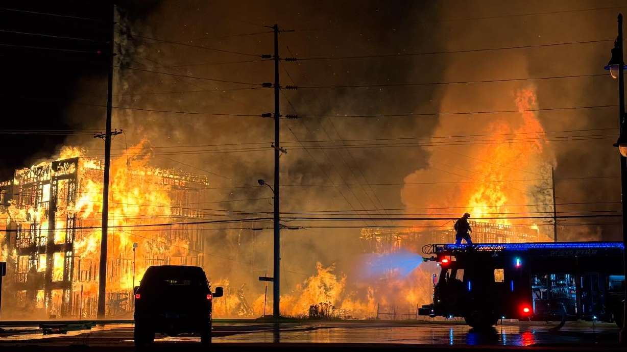 Buildings under construction at 1620 S State in Provo burned down Saturday, causing power outages and $4.5 million in damage.