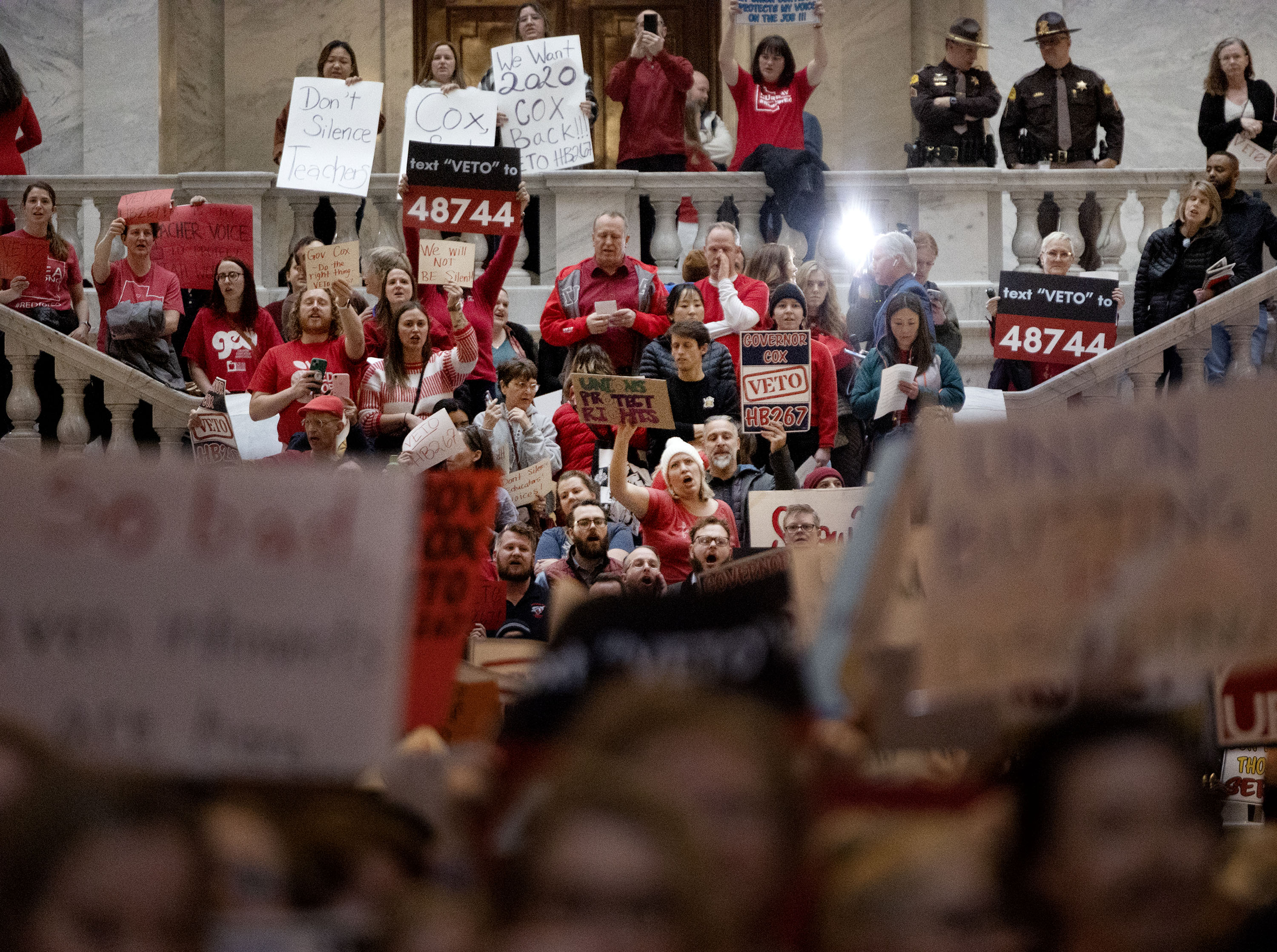 Thousands gather at state Capitol to protest controversial union bill