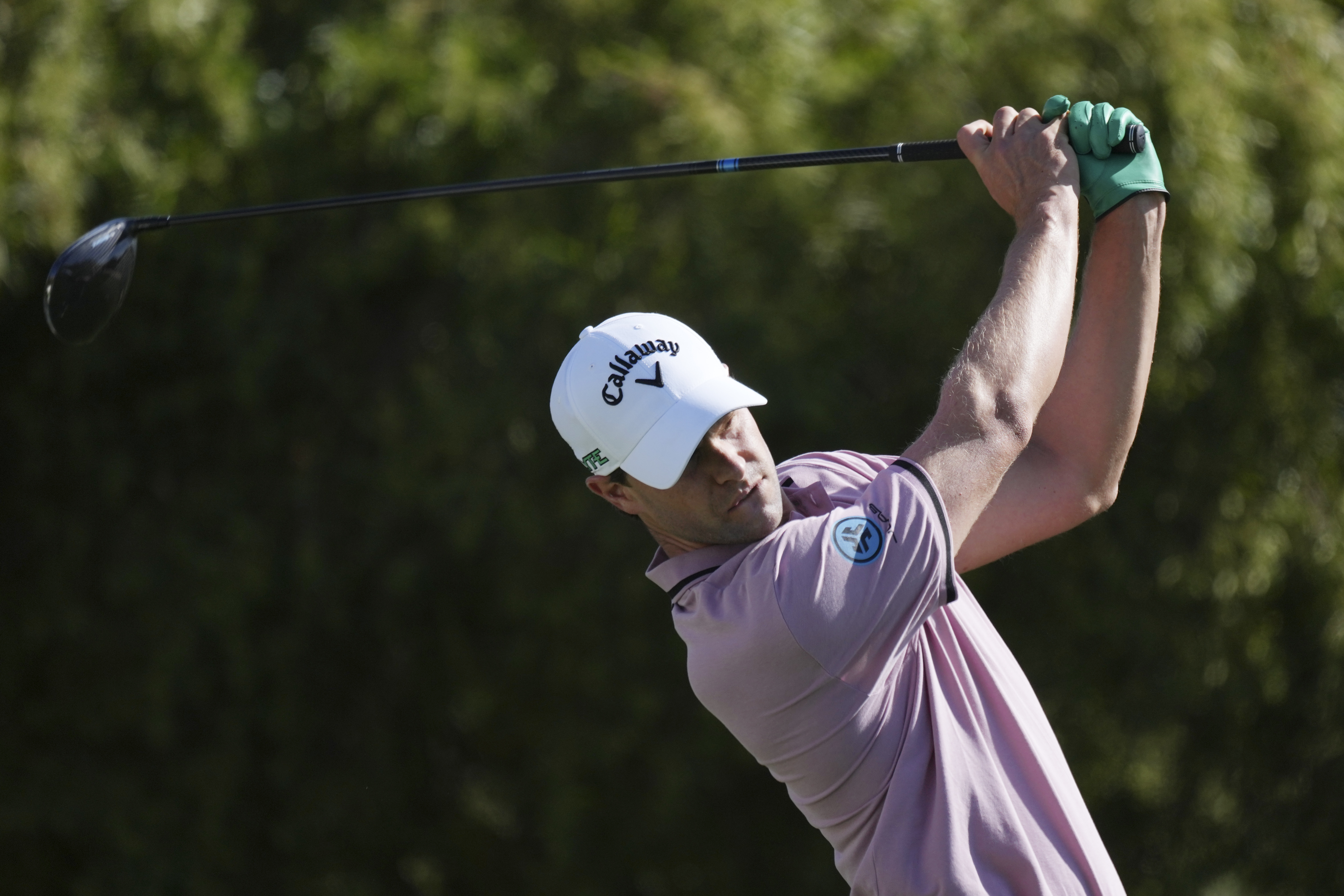 Thomas Detry, of Belgium, hits his tee shot on the fourth hole during the third round of the Phoenix Open golf tournament at TPC Scottsdale Saturday, Feb. 8, 2025, in Scottsdale, Ariz.