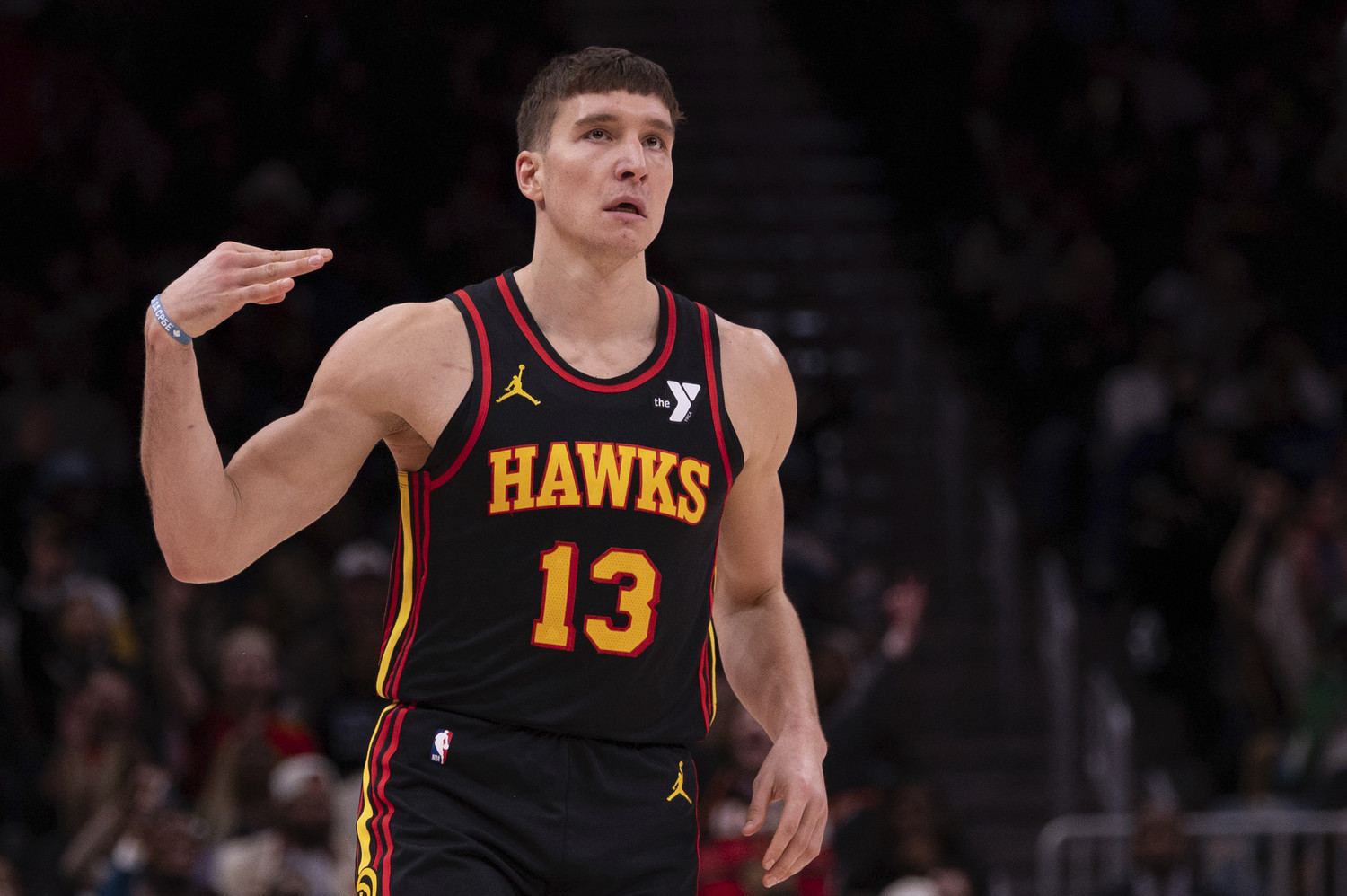 2024-25 Atlanta Hawks Bogdan Bogdanovic #13 Jeu Utilisé Noir Shorts 2024-25 Atlanta Hawks Bogdan Bogdanovic #13 Jeu Utilisé Noir Shorts