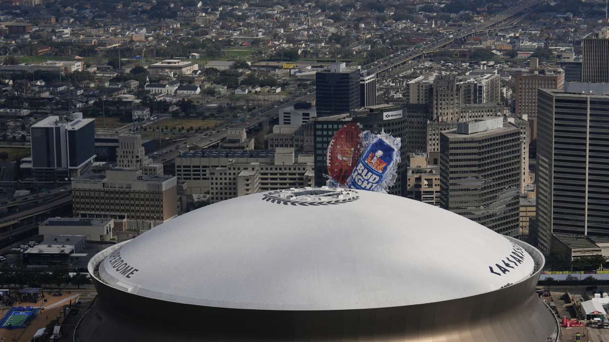 Caesars Superdome ahead of Super Bowl 59 between the Philadelphia Eagles and the Kansas City Chiefs, Saturday, Feb. 8, 2025, in New Orleans.