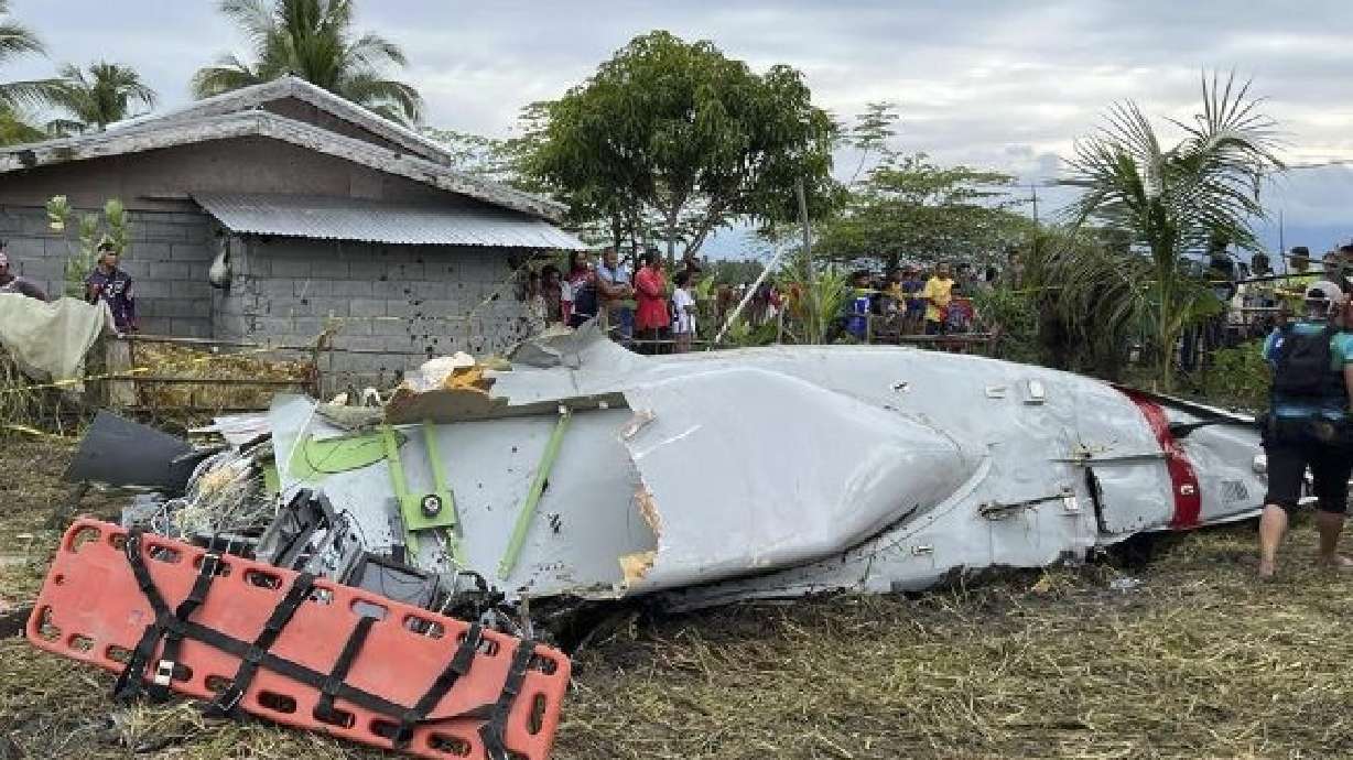 Wreckage of airplane in a rice field in Maguindanao del Sur province, Philippines, after officials say a U.S. military-contracted plane has crashed in a rice field in the southern Philippines, killing all four people on board, on Feb. 6.