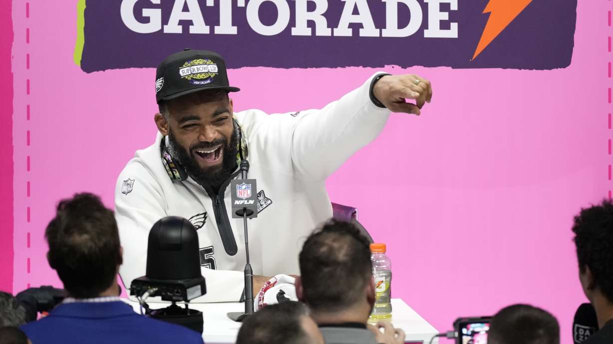 Philadelphia Eagles defensive end Brandon Graham participates during Super Bowl 59 Opening Night, Monday, Feb. 3, 2025, in New Orleans, ahead of the NFL football game between the Philadelphia Eagles and the Kansas City Chiefs Sunday.